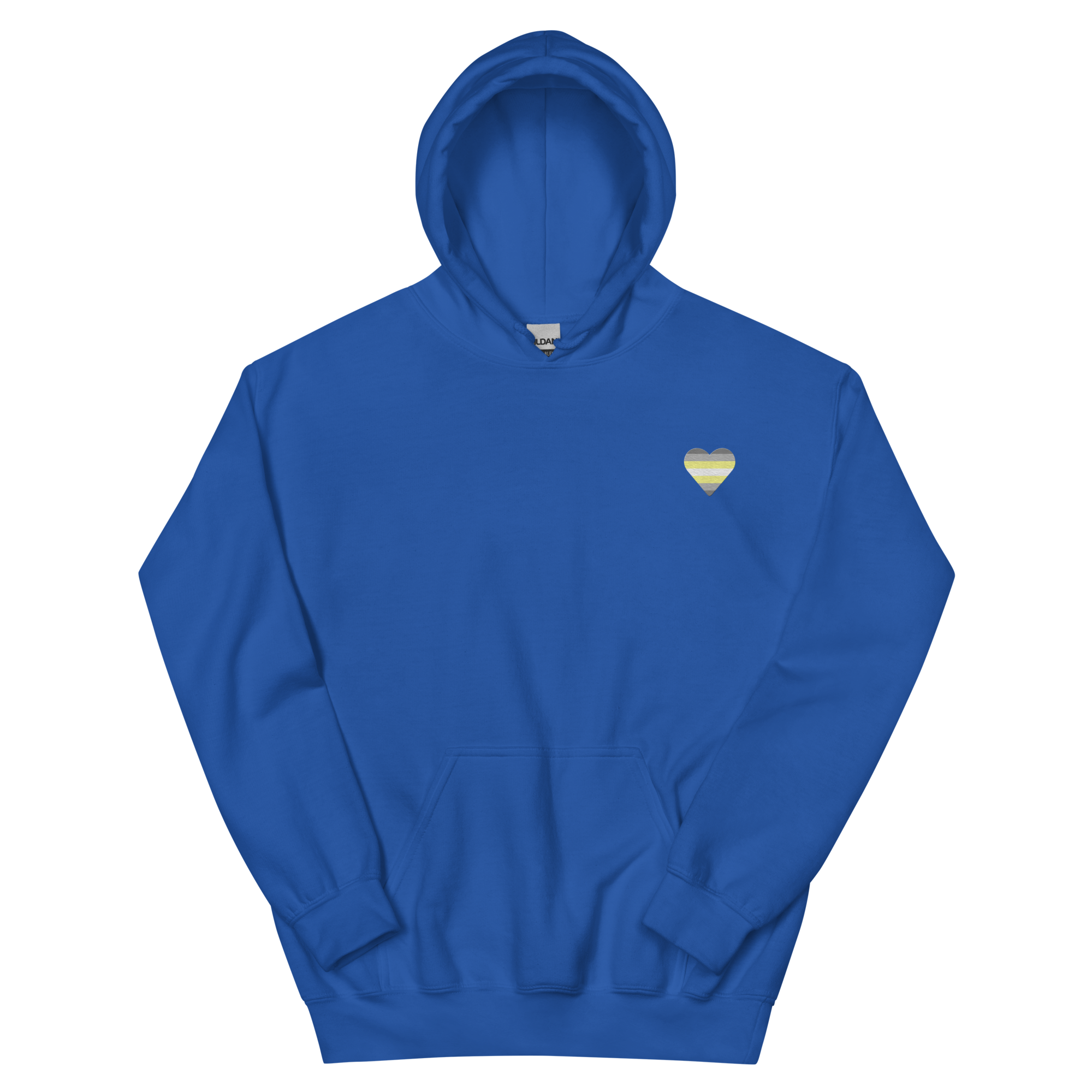 Demigender Flag Embroidered Heart Hoodie: Celebratory LGBTQ+ Pride Design