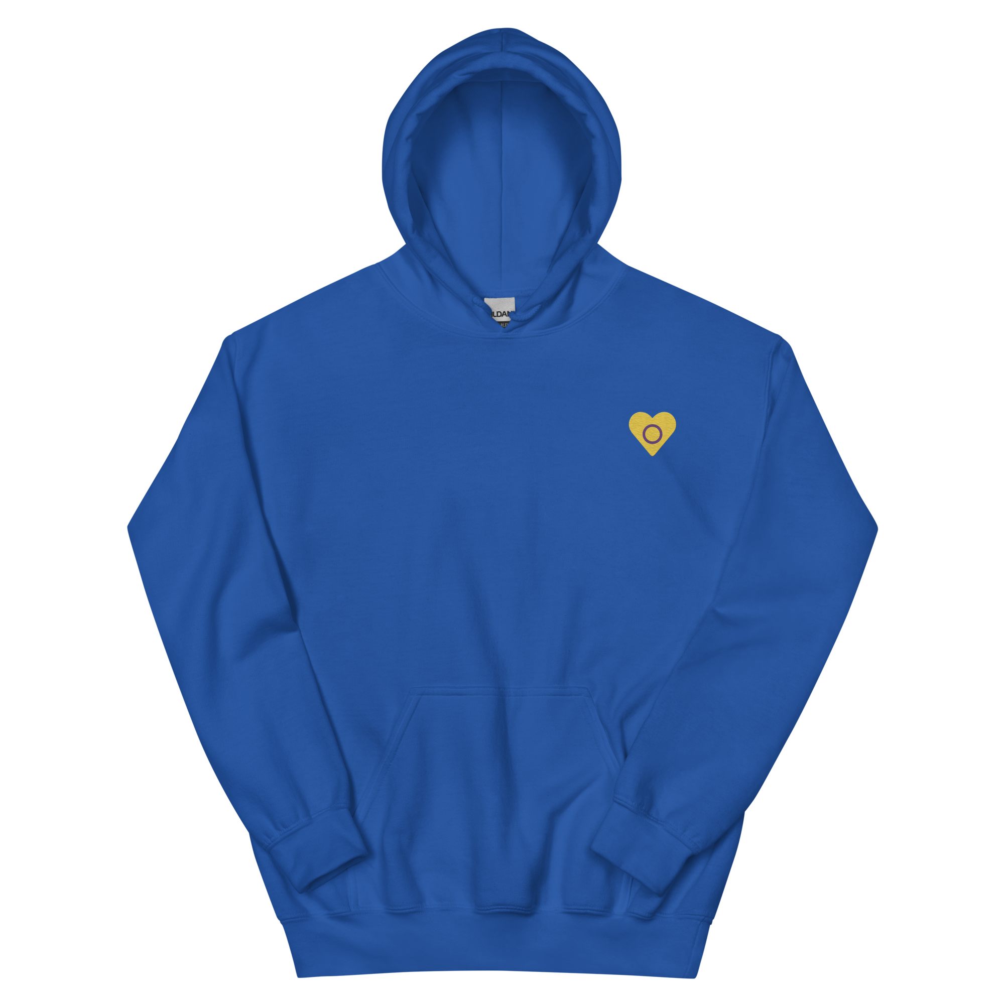 Intersex Flag Embroidered Heart Hoodie: Celebratory LGBTQ+ Pride Design
