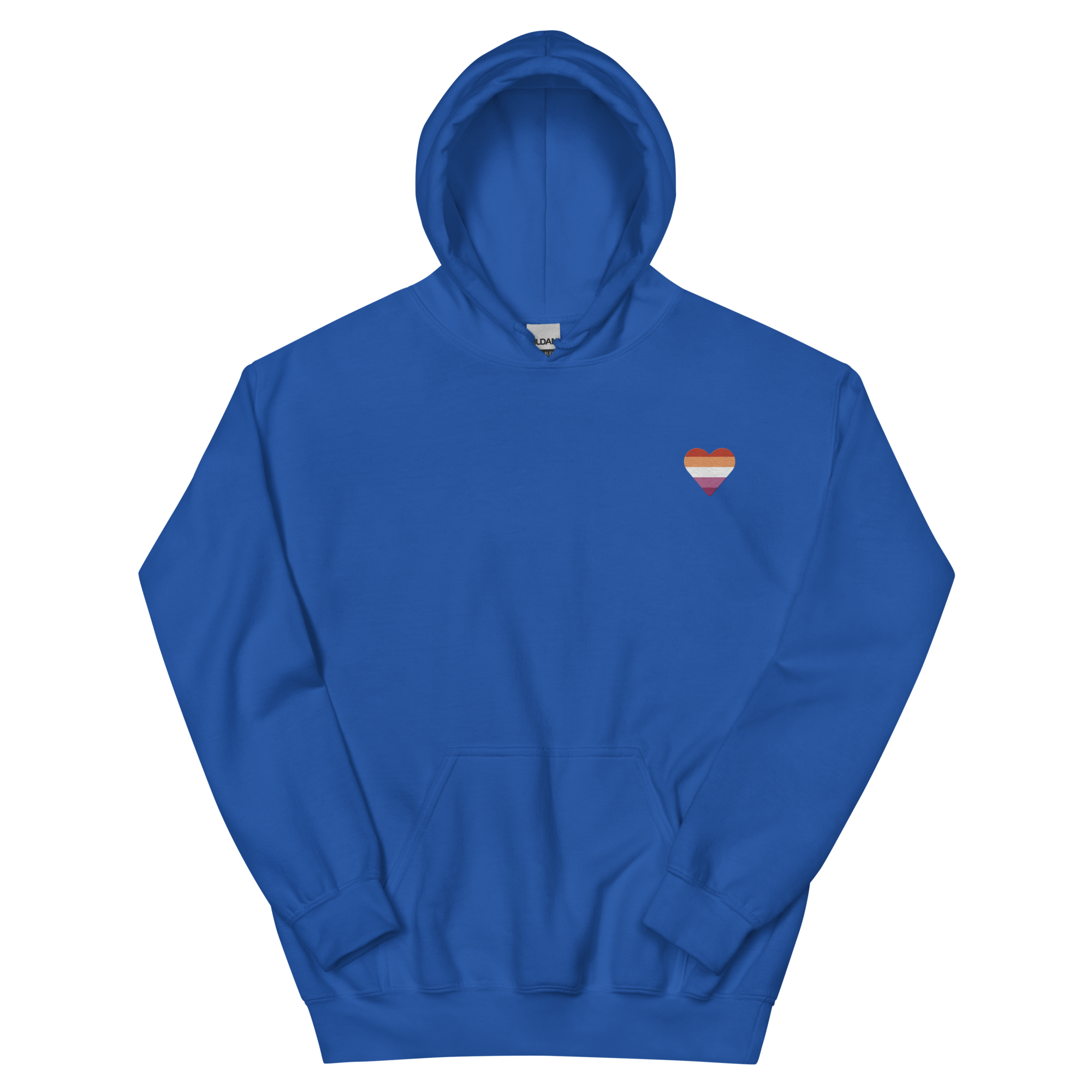 Lesbian Flag Embroidered Heart Hoodie: Celebratory LGBTQ+ Pride Design