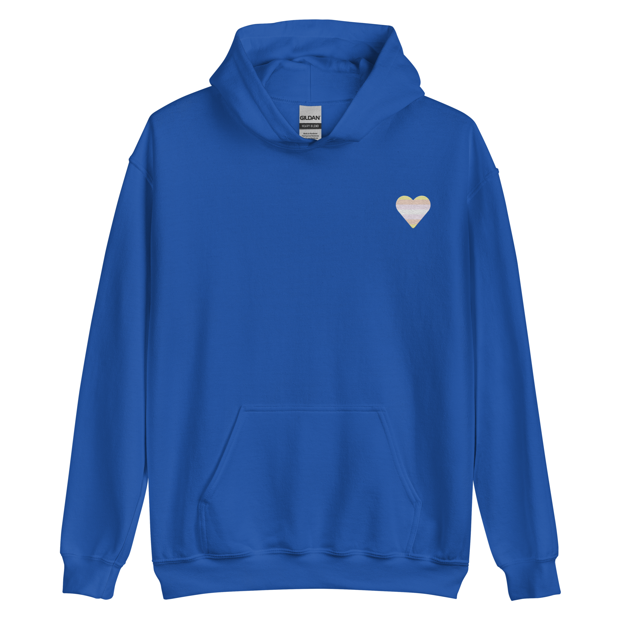 Pangender Flag Embroidered Heart Hoodie: Celebratory LGBTQ+ Pride Design