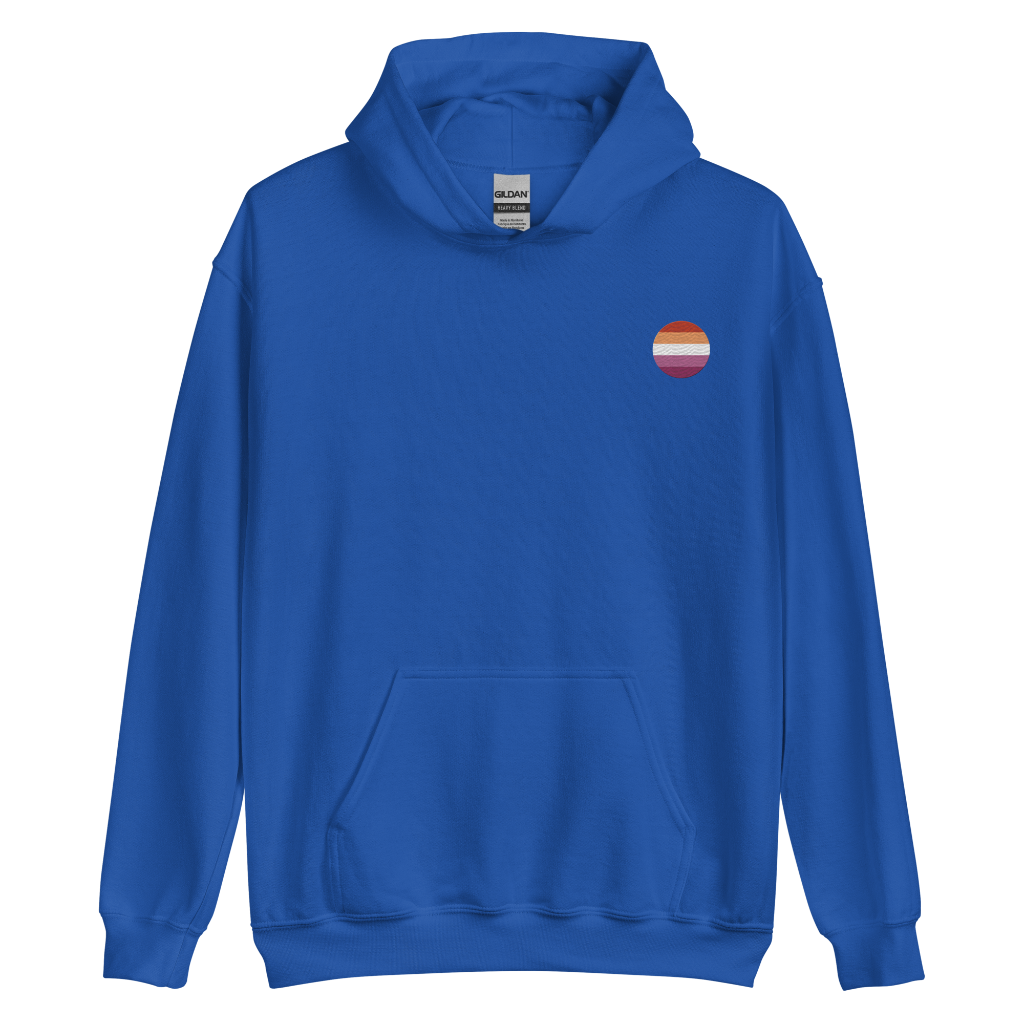 Lesbian Flag Embroidered Circle Hoodie: Celebratory LGBTQ+ Pride Design