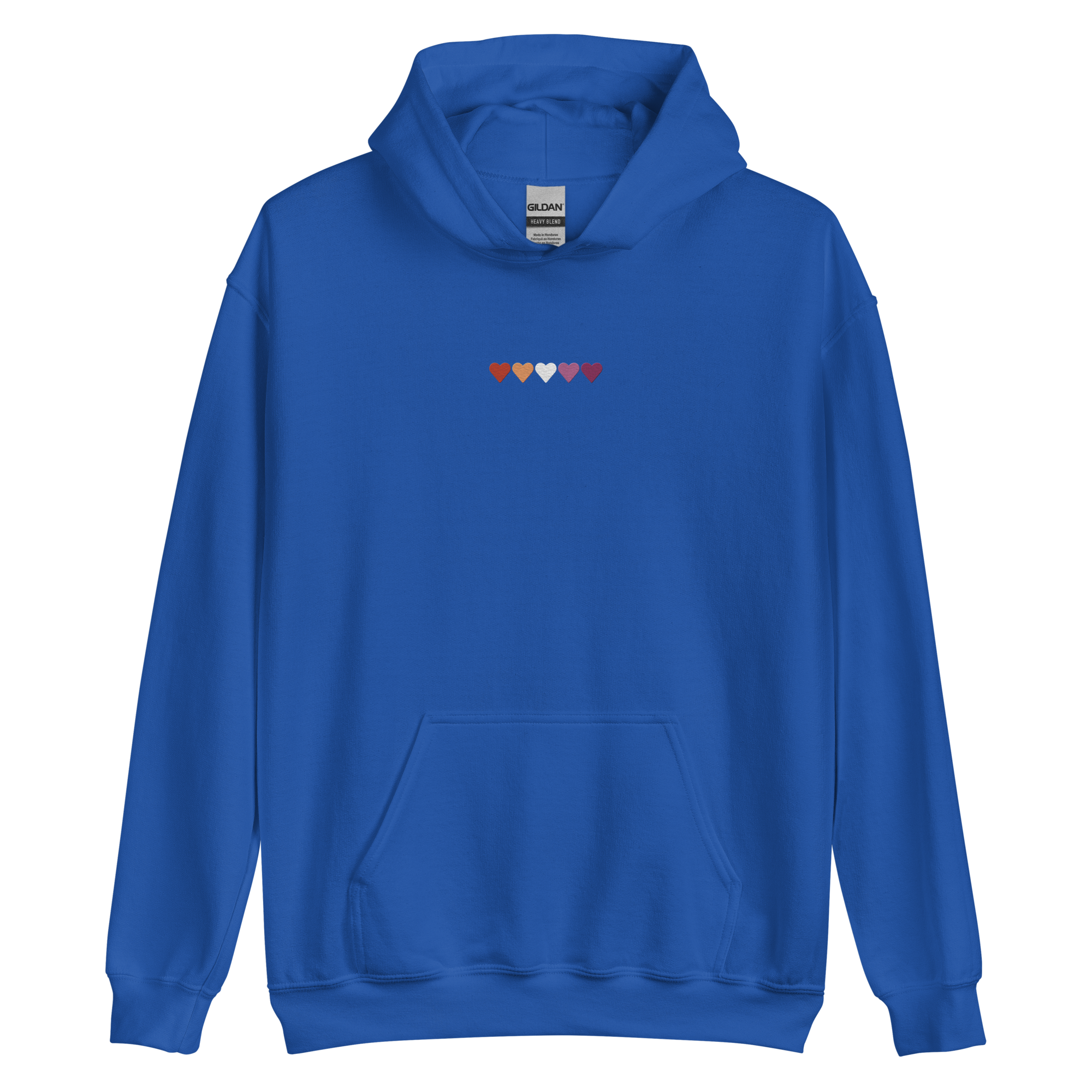 Embroidered Lesbian Hoodie: Pride Flag Horizontal Heart Design