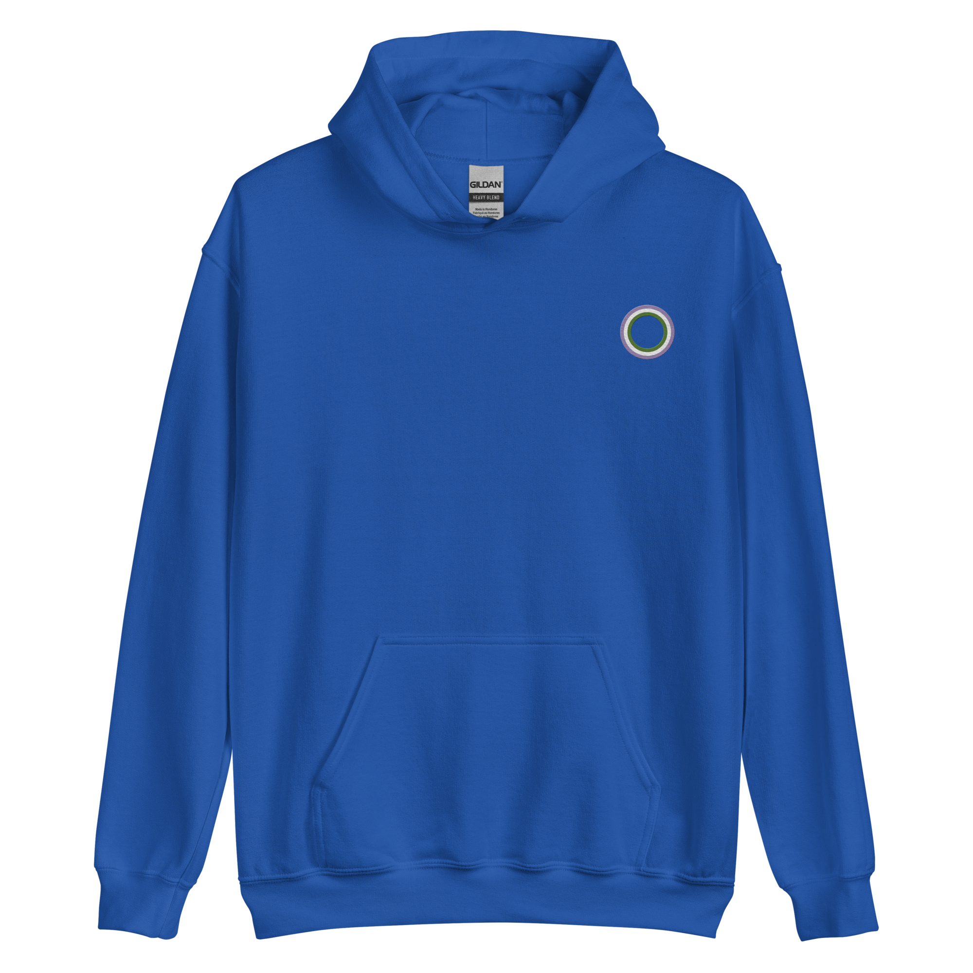 Embroidered Hoodie: Genderqueer Pride Ring Emblem Design