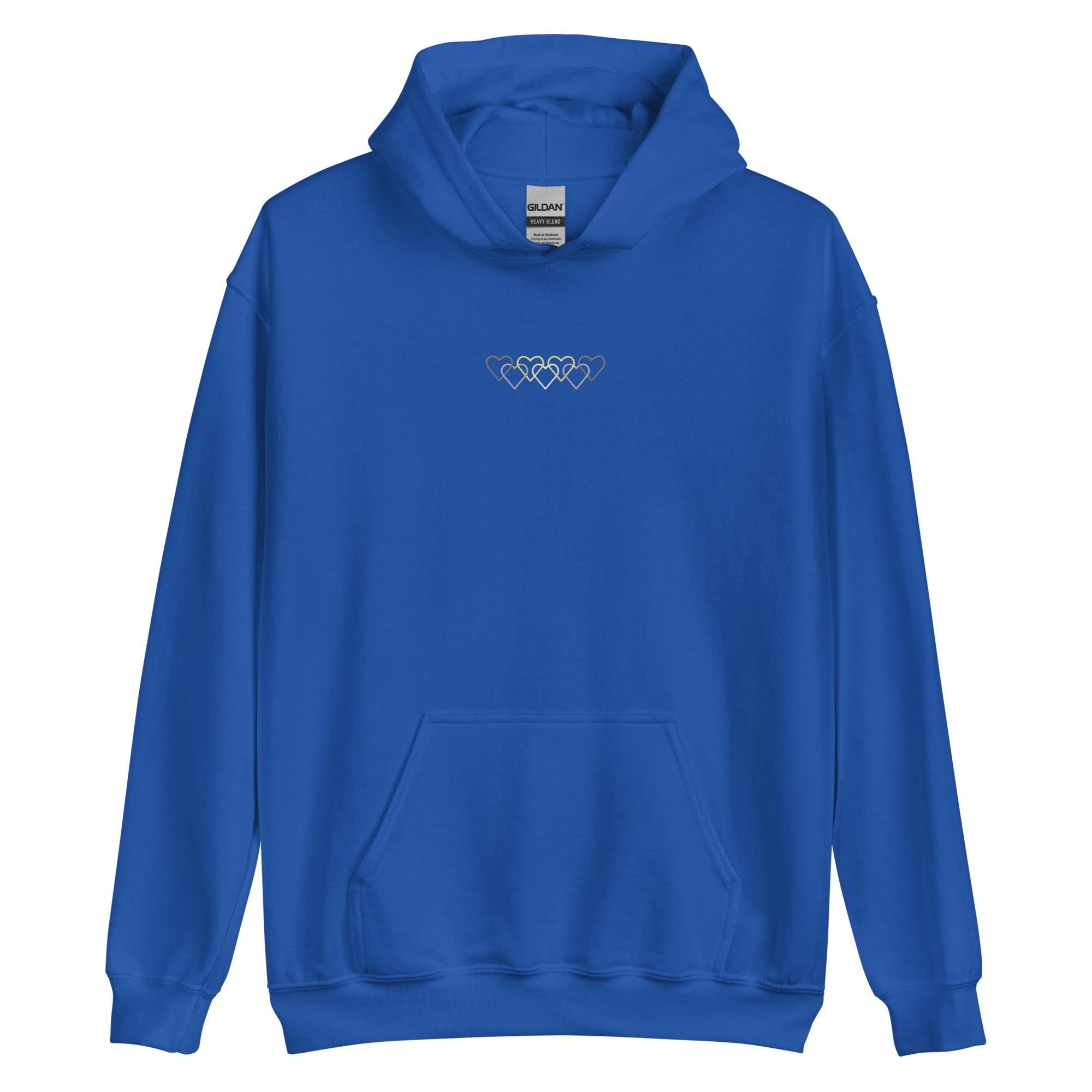 Demigender Pride Hoodie: Interlaced Heart Outlines Embroidered Sweatshirt