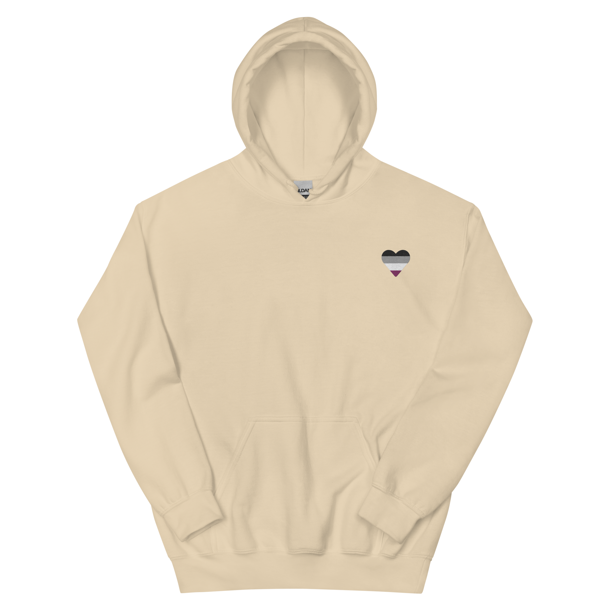 Asexual Flag Embroidered Heart Hoodie: Celebratory LGBTQ+ Pride Design