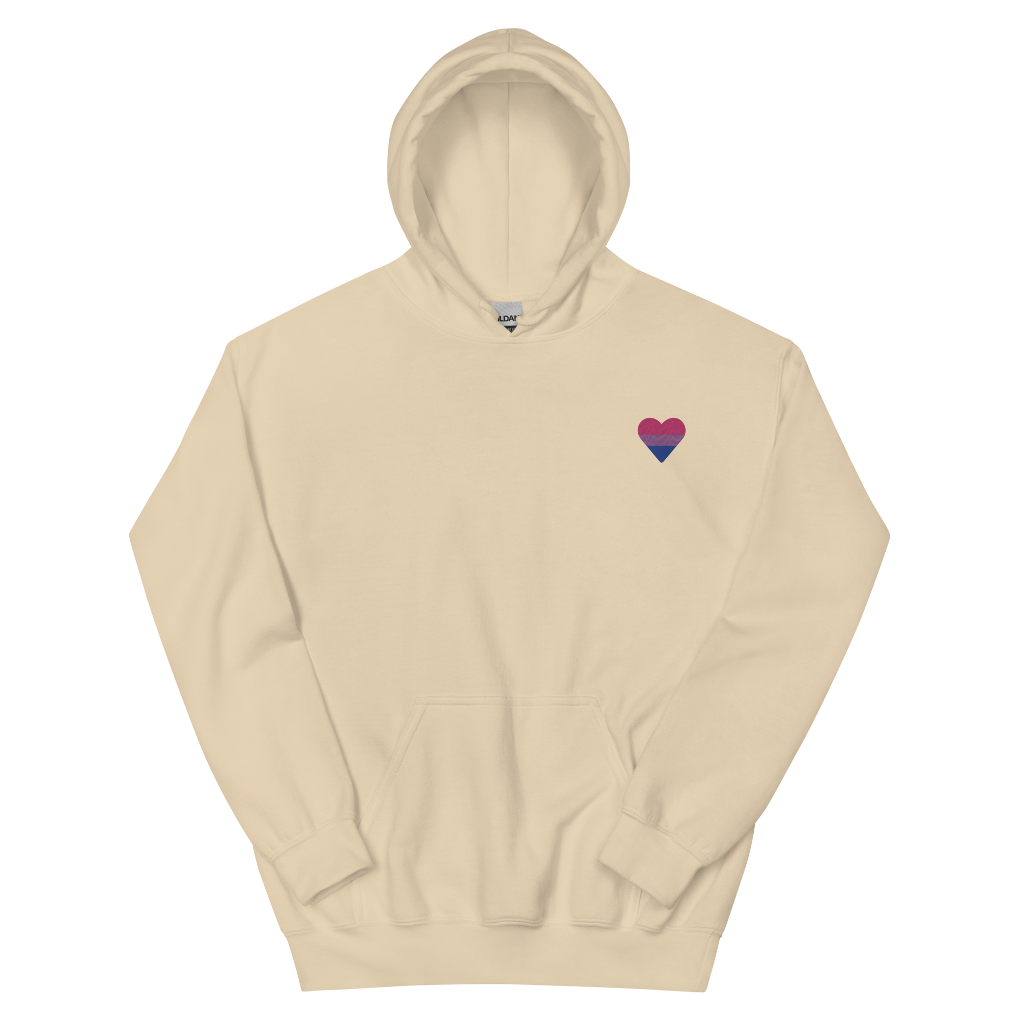 Bisexual Flag Embroidered Heart Hoodie: Celebratory LGBTQ+ Pride Design