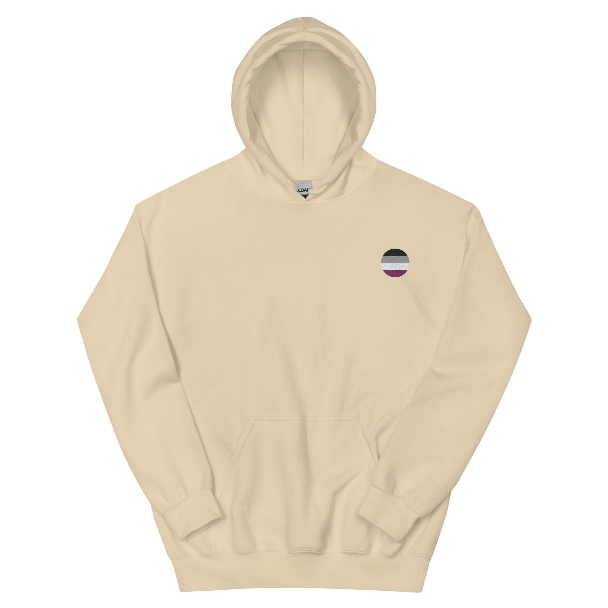 Asexual Flag Embroidered Circle Hoodie: Celebratory LGBTQ+ Pride Design