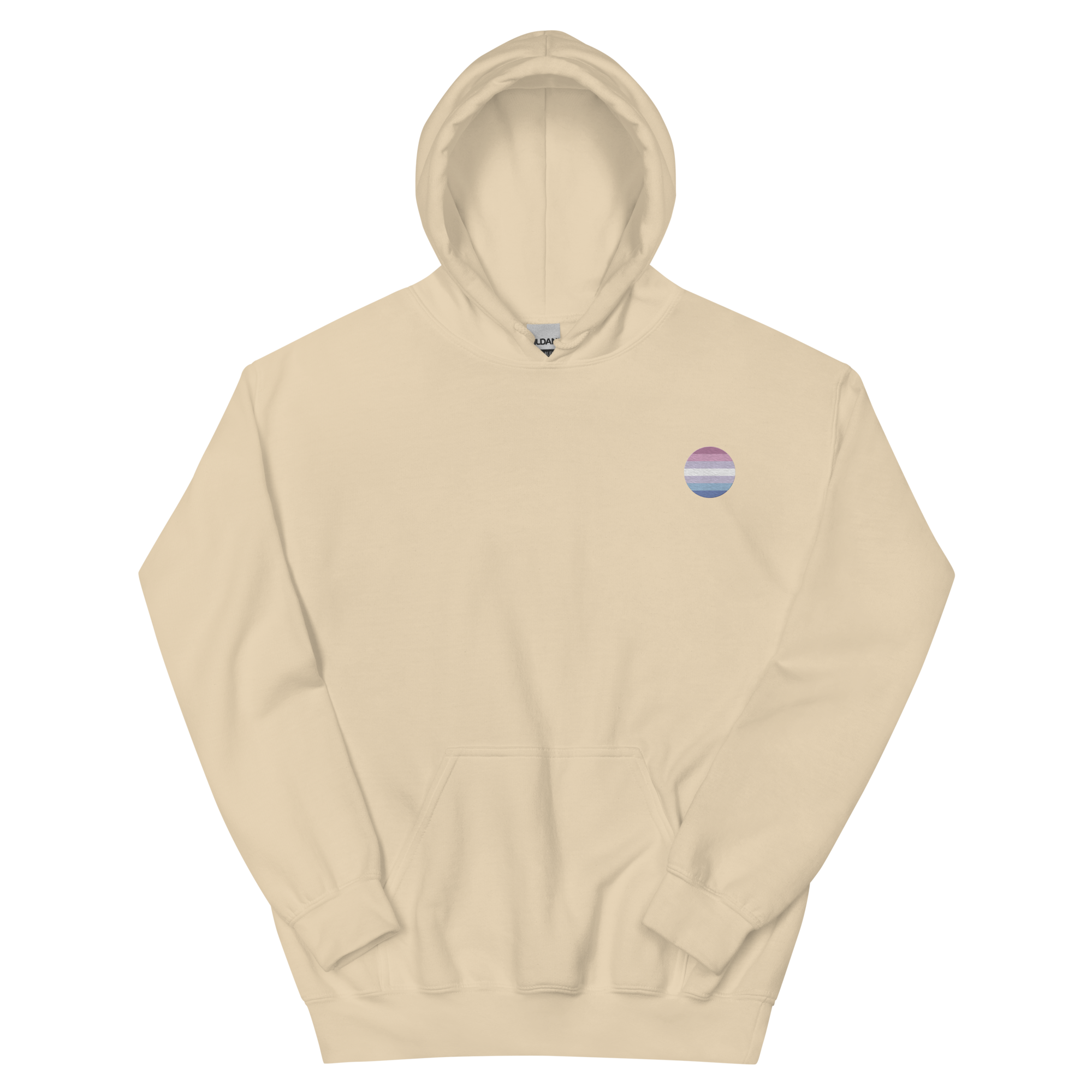 Bigender Flag Embroidered Circle Hoodie: Celebratory LGBTQ+ Pride Design