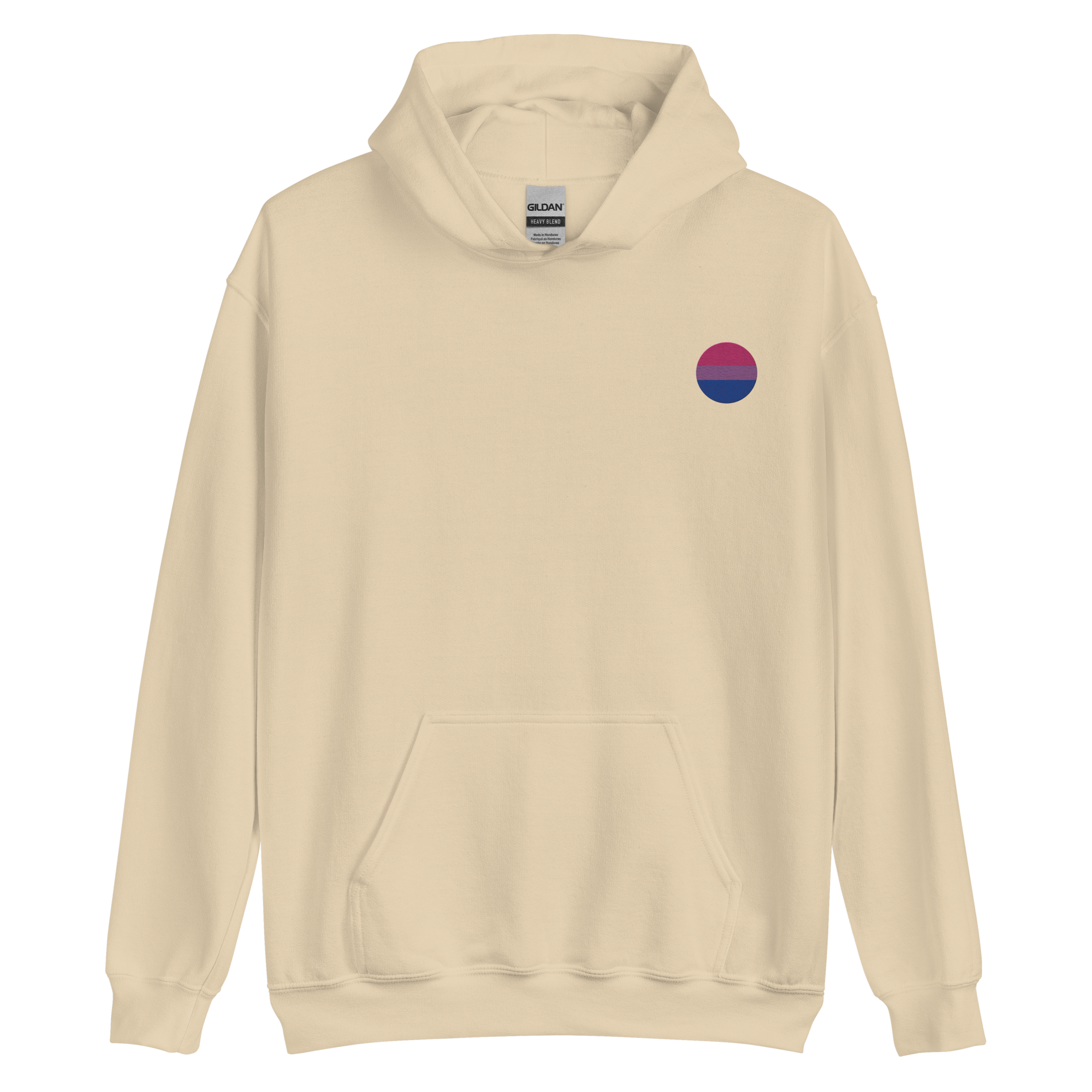 Bisexual Flag Embroidered Circle Hoodie: Celebratory LGBTQ+ Pride Design