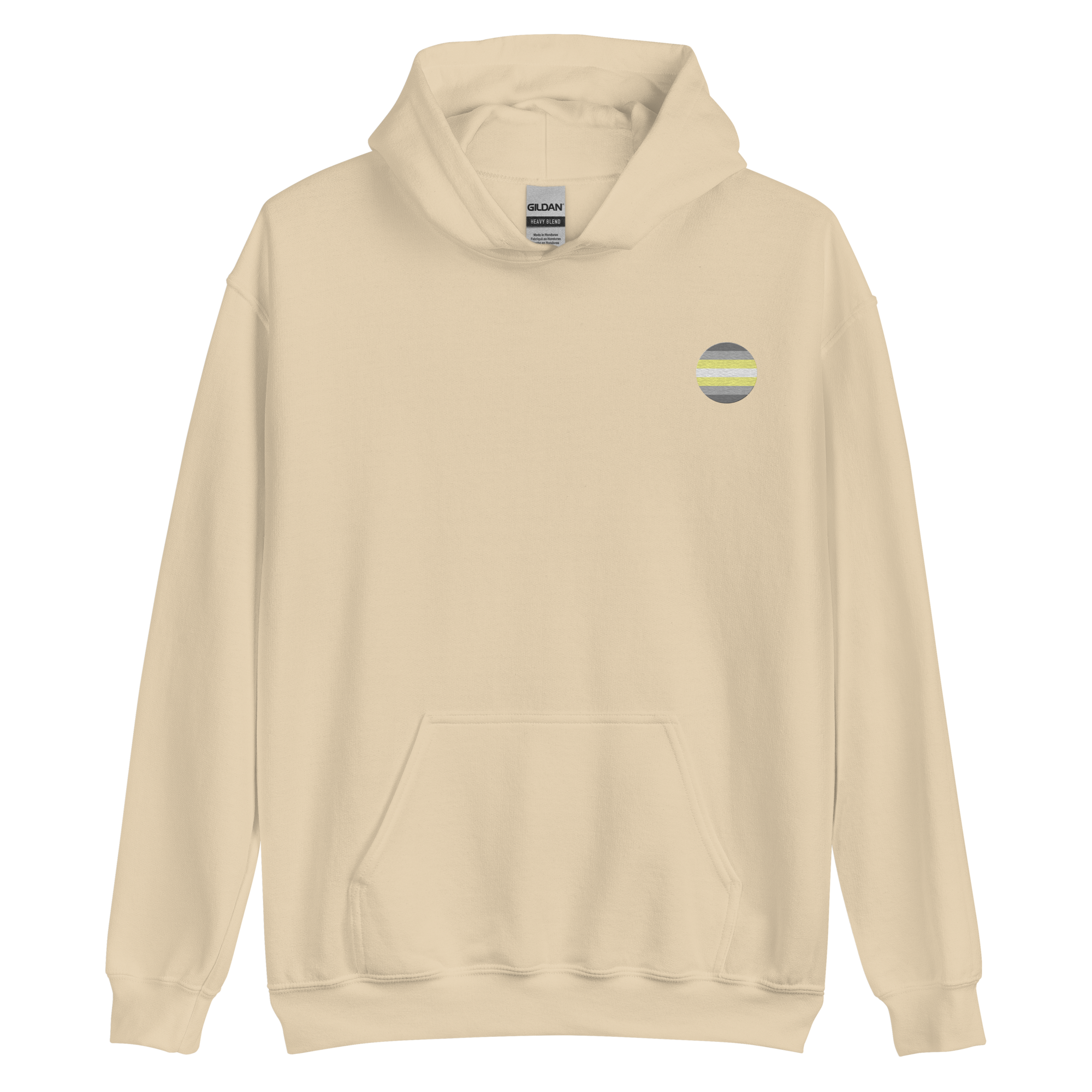 Demigender Flag Embroidered Circle Hoodie: Celebratory LGBTQ+ Pride Design
