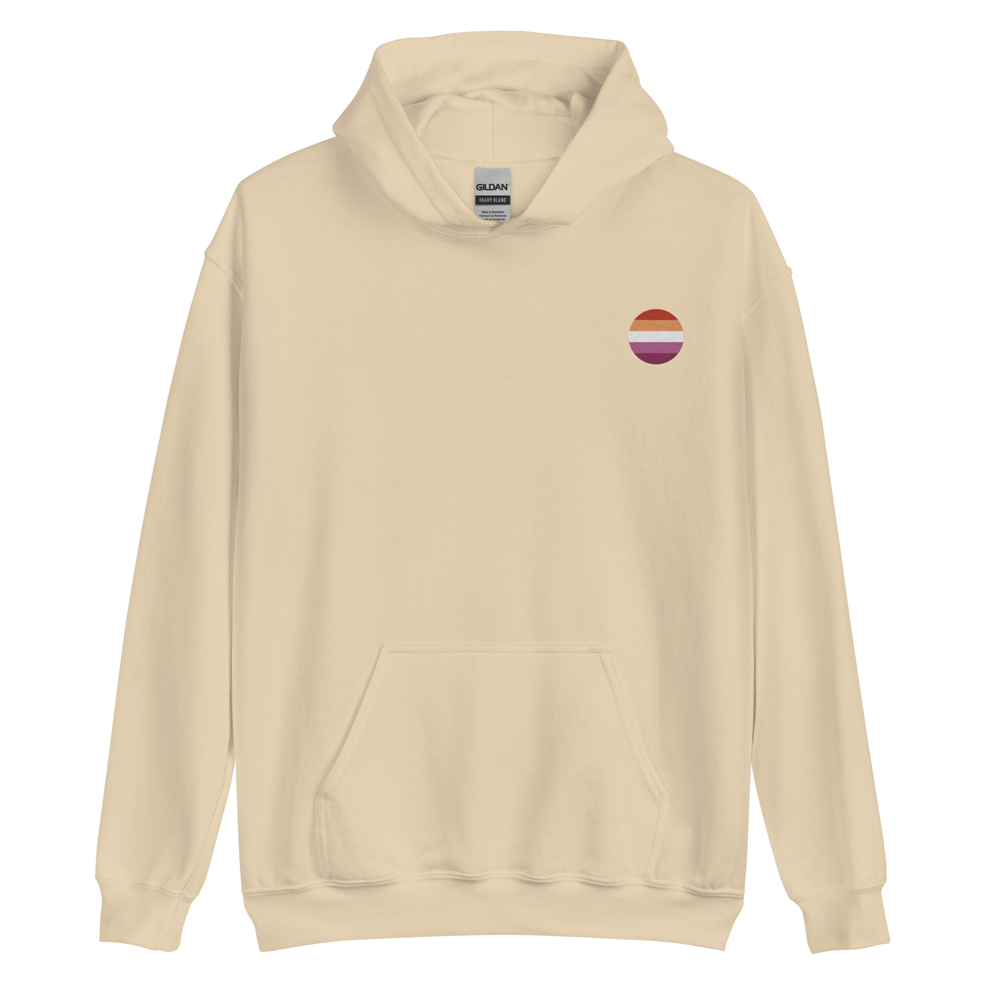 Lesbian Flag Embroidered Circle Hoodie: Celebratory LGBTQ+ Pride Design
