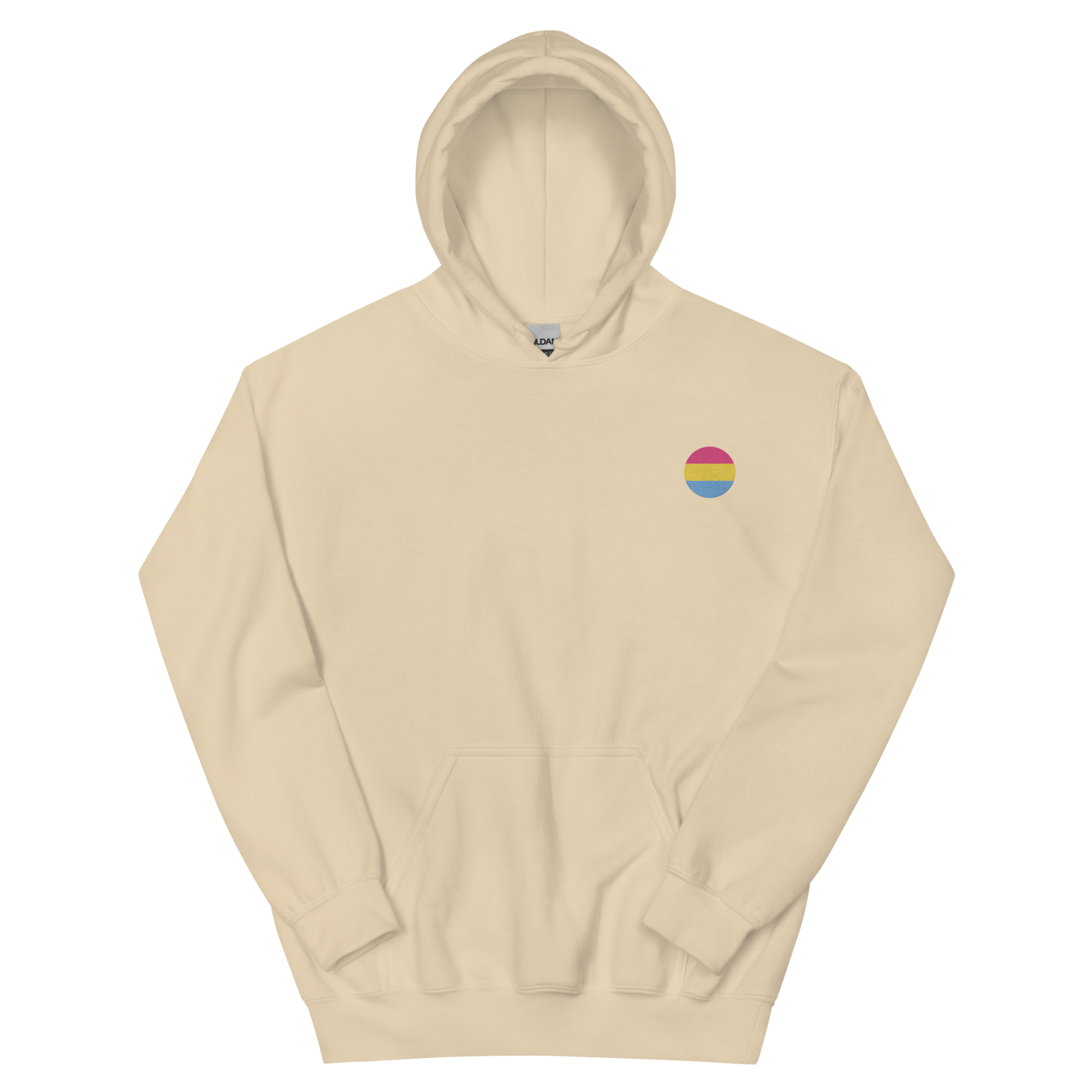 Pansexual Flag Embroidered Circle Hoodie: Celebratory LGBTQ+ Pride Design