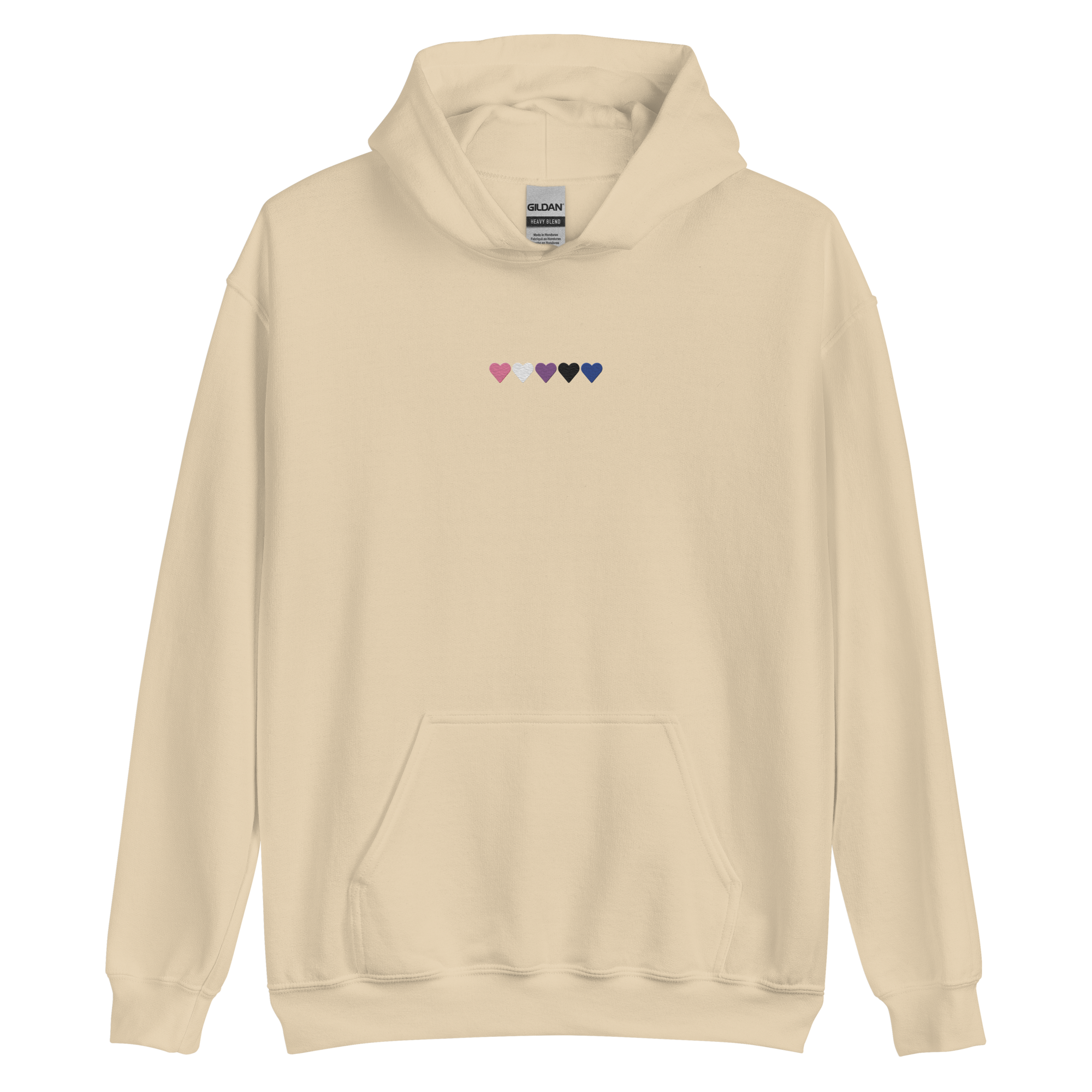 Embroidered Genderfluid Hoodie: Pride Flag Horizontal Heart Design