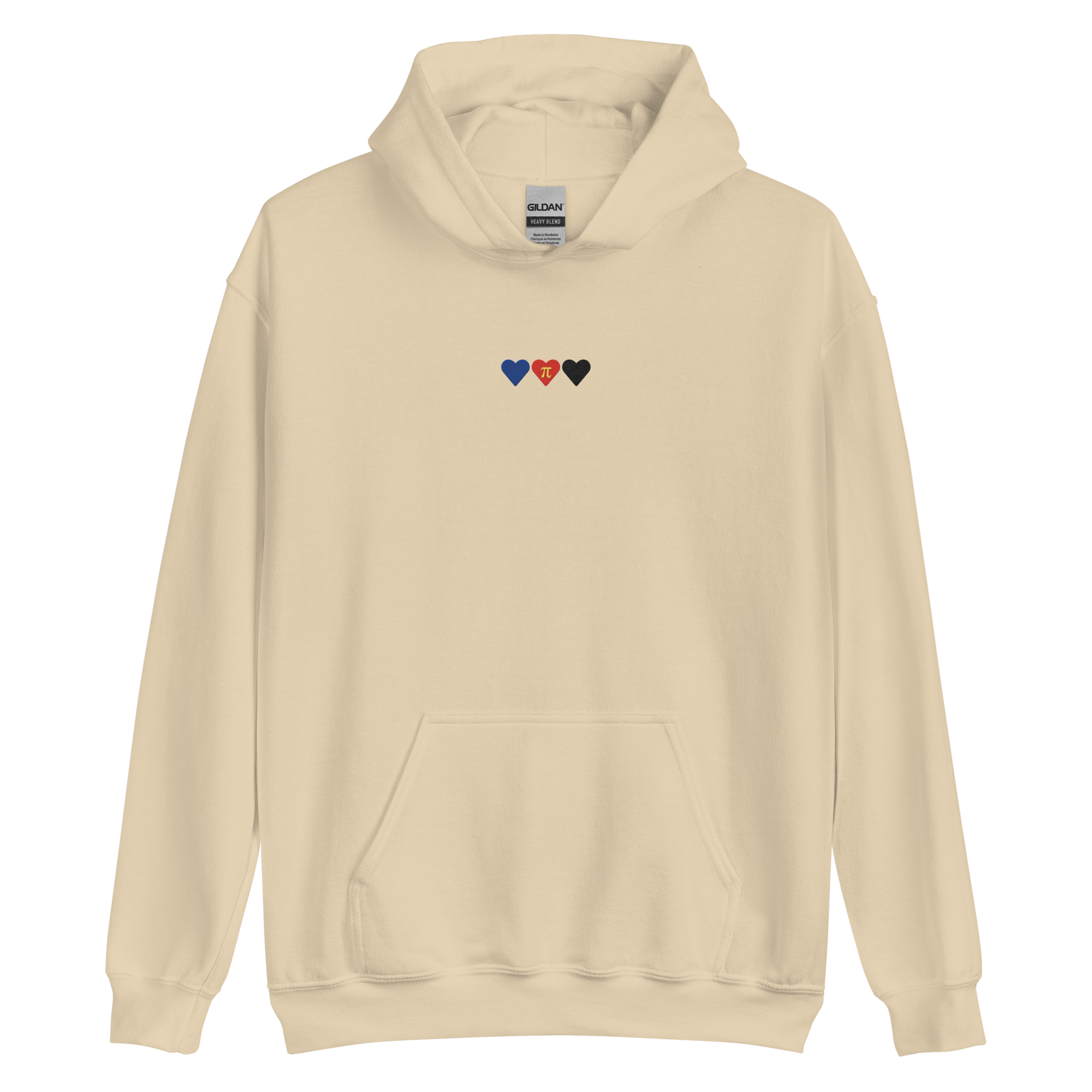 Embroidered Polyamory Hoodie: Pride Flag Horizontal Heart Design
