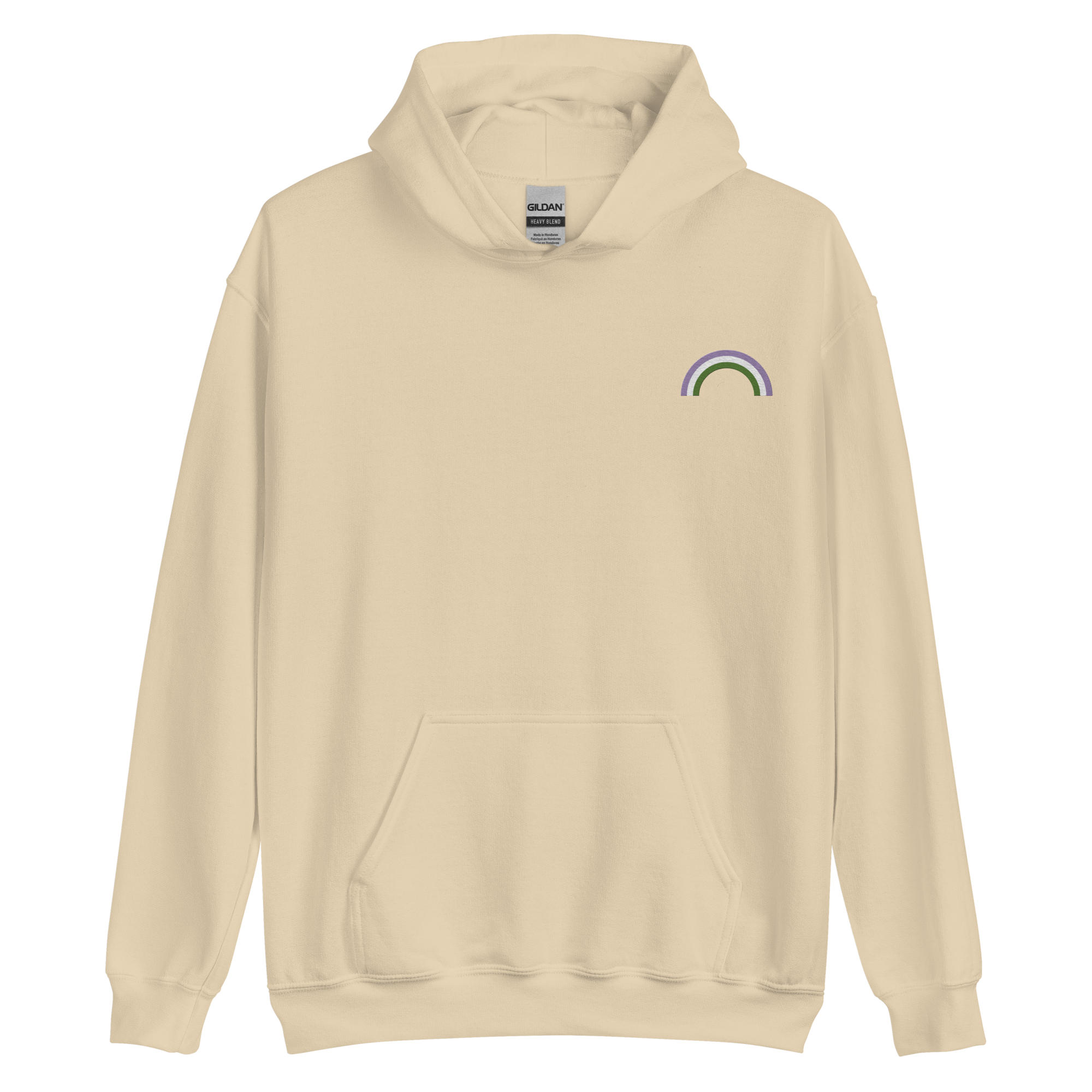 Embroidered Genderqueer Rainbow Hoodie: Pride Flag LGBTQ+ Design