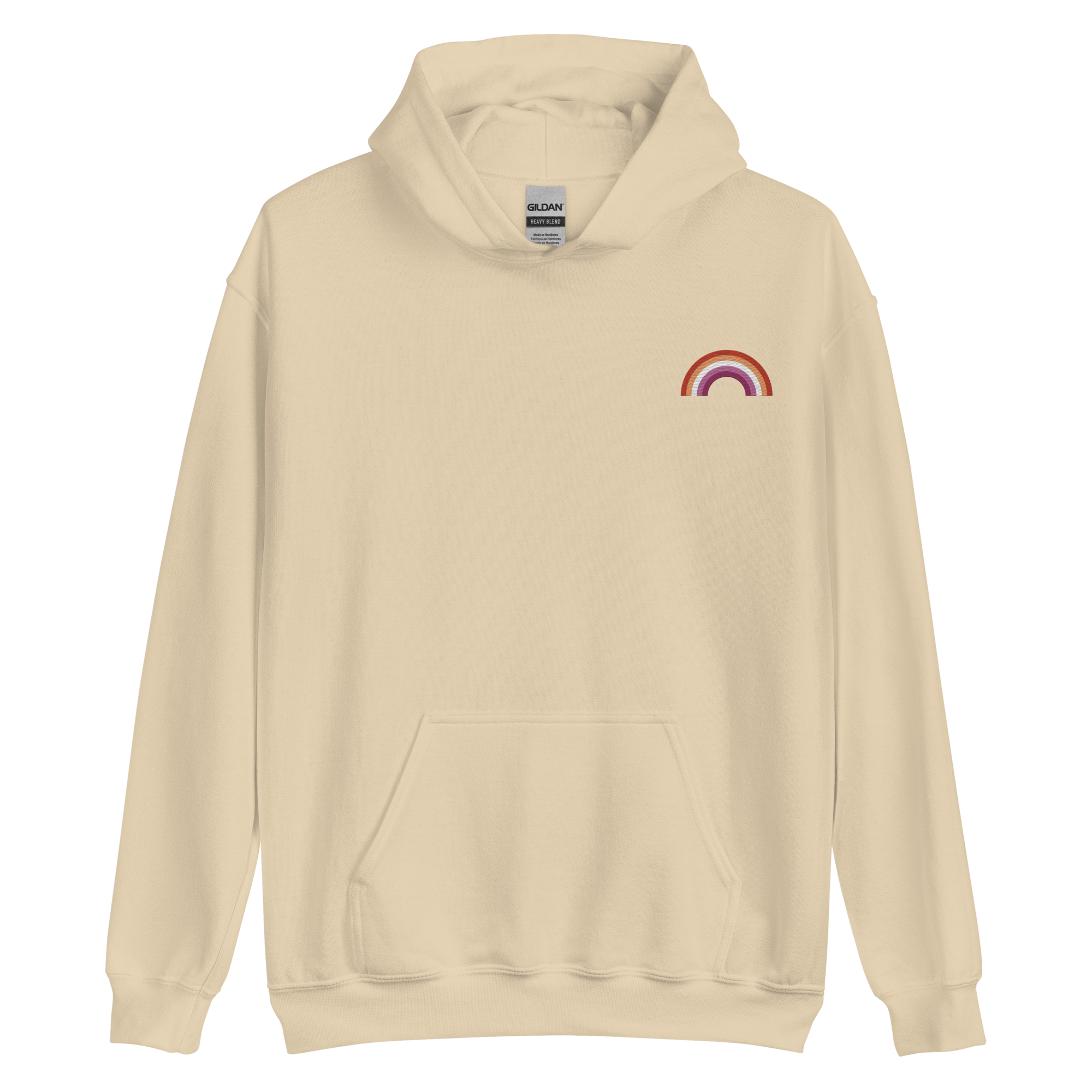 Embroidered Lesbian Rainbow Hoodie: Pride Flag LGBTQ+ Design