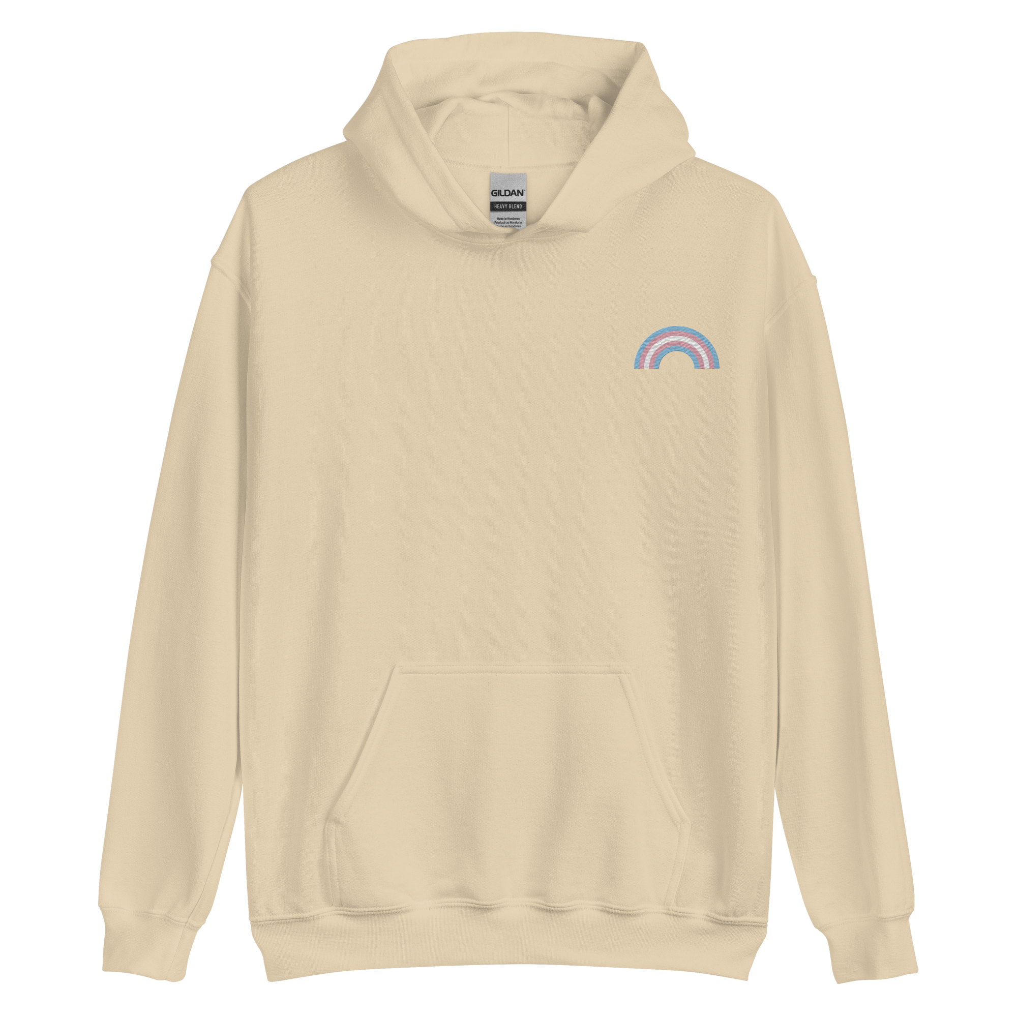 Embroidered Transgender Rainbow Hoodie: Pride Flag LGBTQ+ Design