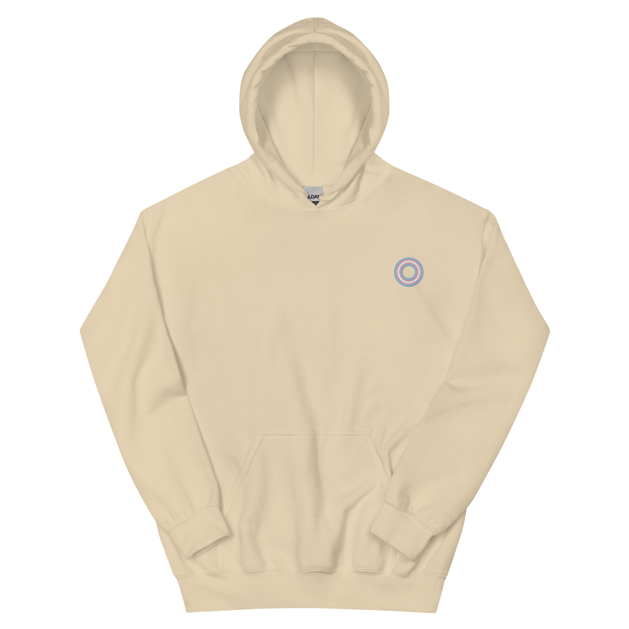 Embroidered Hoodie: Transgender Pride Ring Emblem Design
