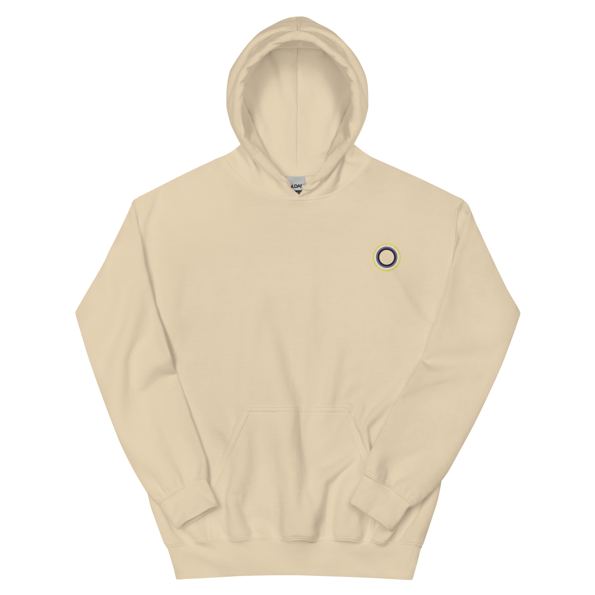 Embroidered Hoodie: Nonbinary Pride Ring Emblem Design