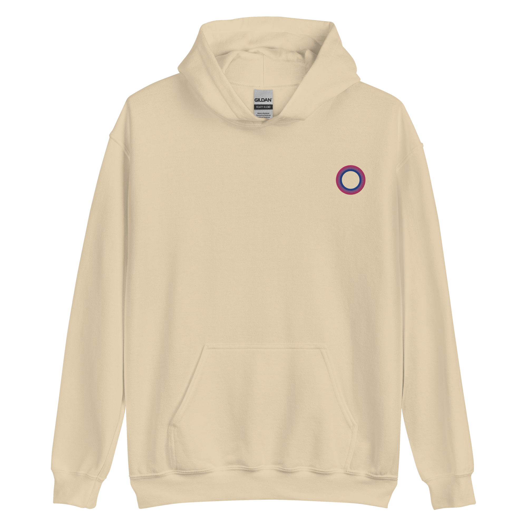 Embroidered Hoodie: Bisexual Pride Ring Emblem Design