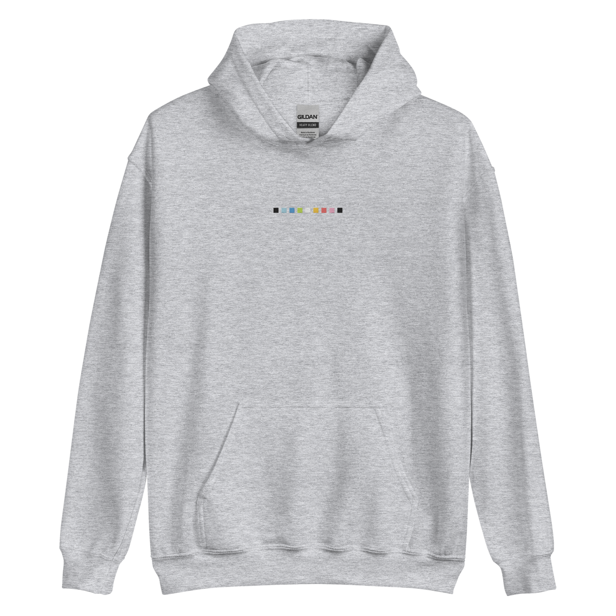 Embroidered Queer Hoodie: Pride Flag Horizontal Square Design