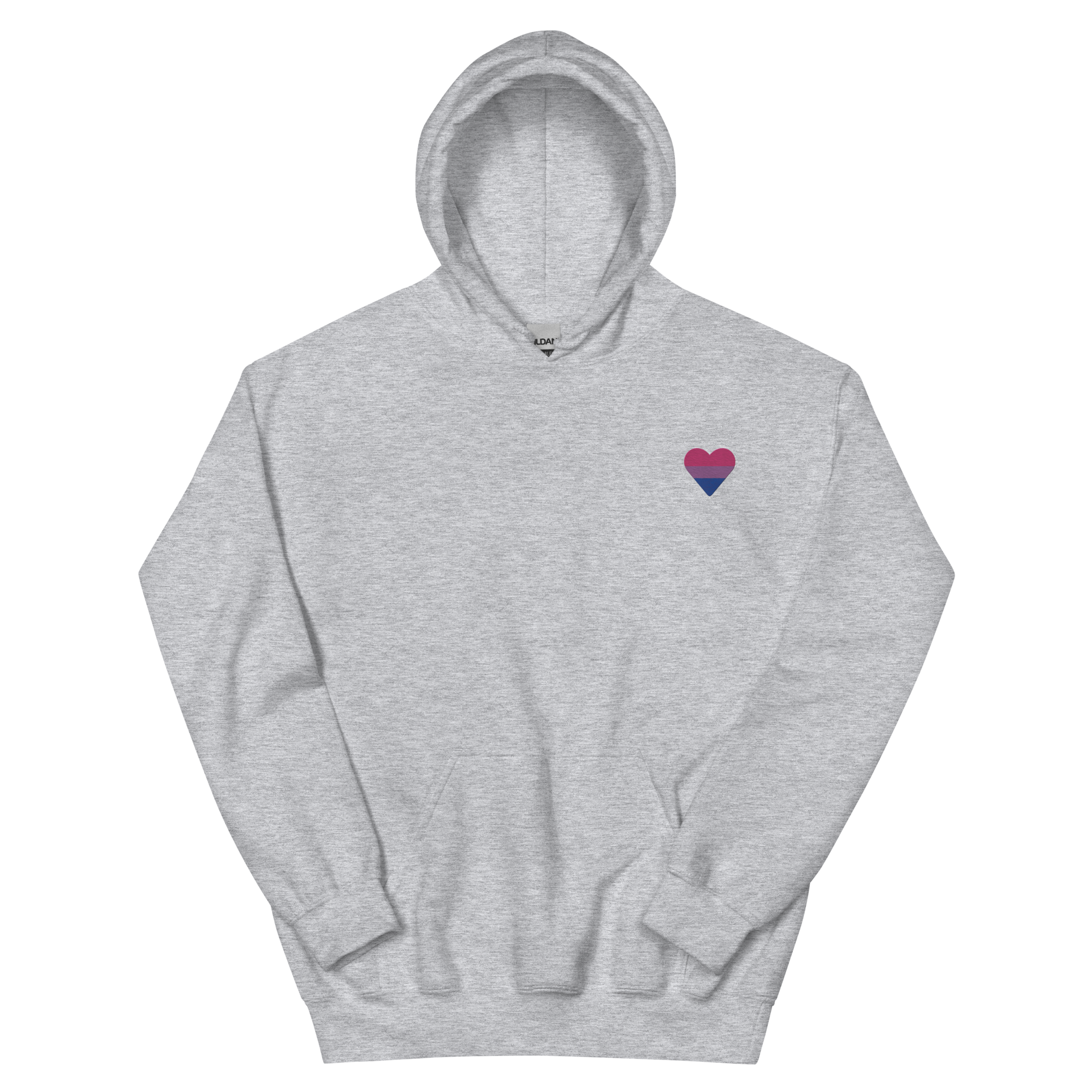 Bisexual Flag Embroidered Heart Hoodie: Celebratory LGBTQ+ Pride Design
