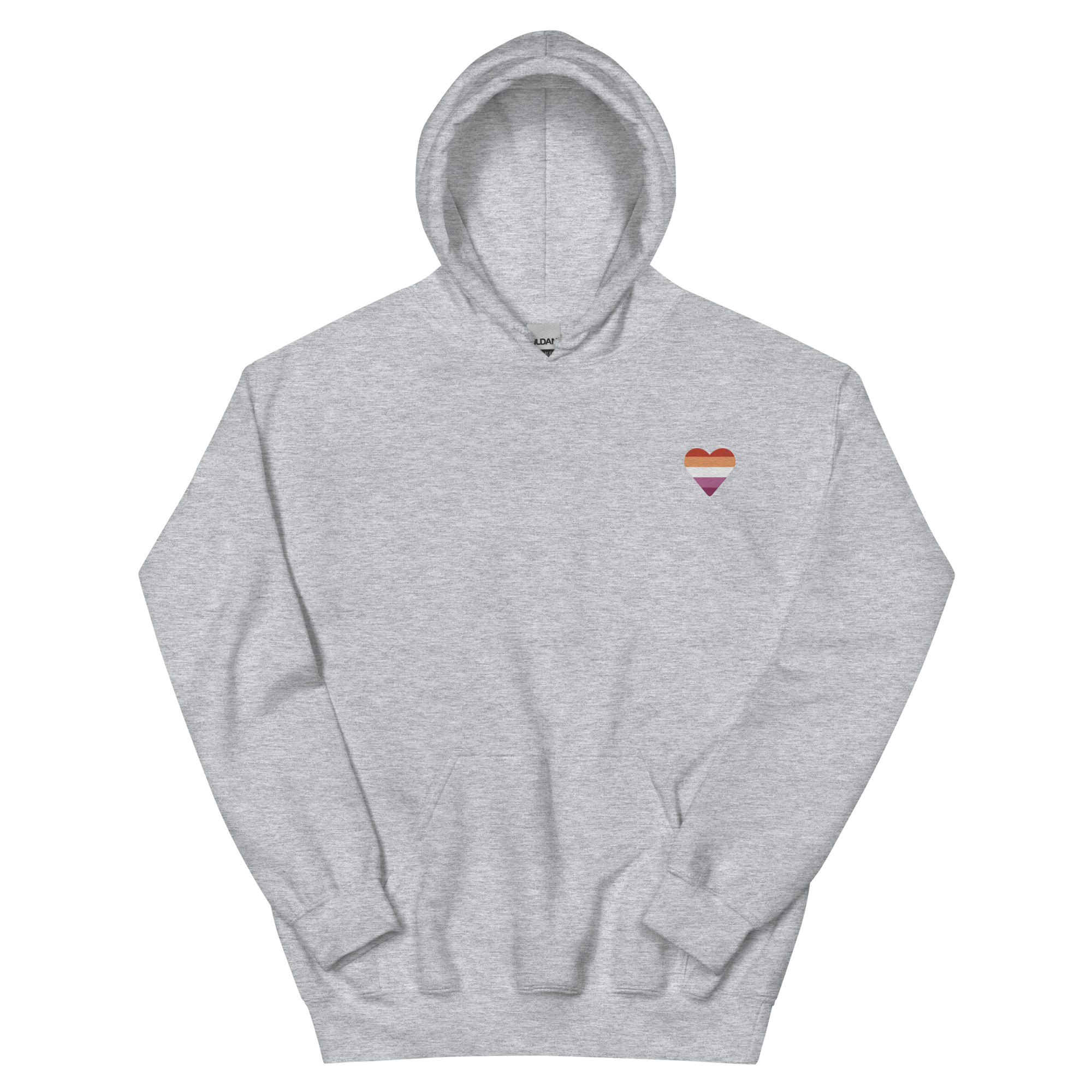 Lesbian Flag Embroidered Heart Hoodie: Celebratory LGBTQ+ Pride Design