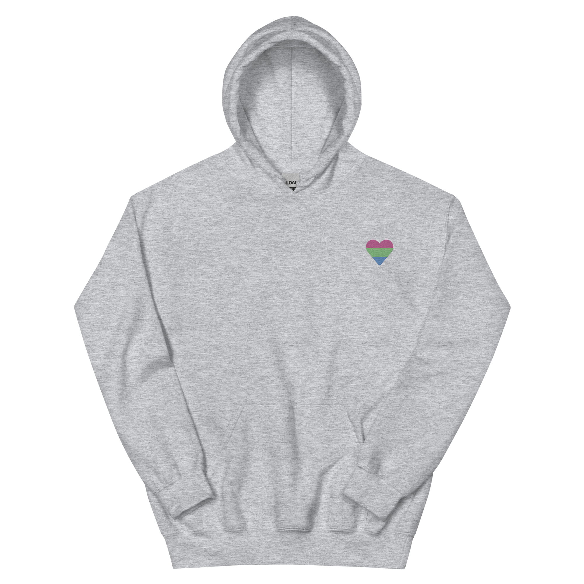 Polysexual Flag Embroidered Heart Hoodie: Celebratory LGBTQ+ Pride Design