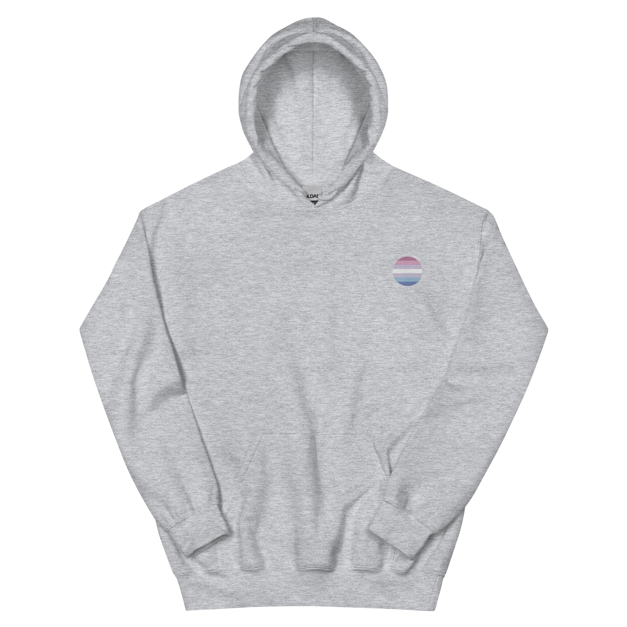 Bigender Flag Embroidered Circle Hoodie: Celebratory LGBTQ+ Pride Design