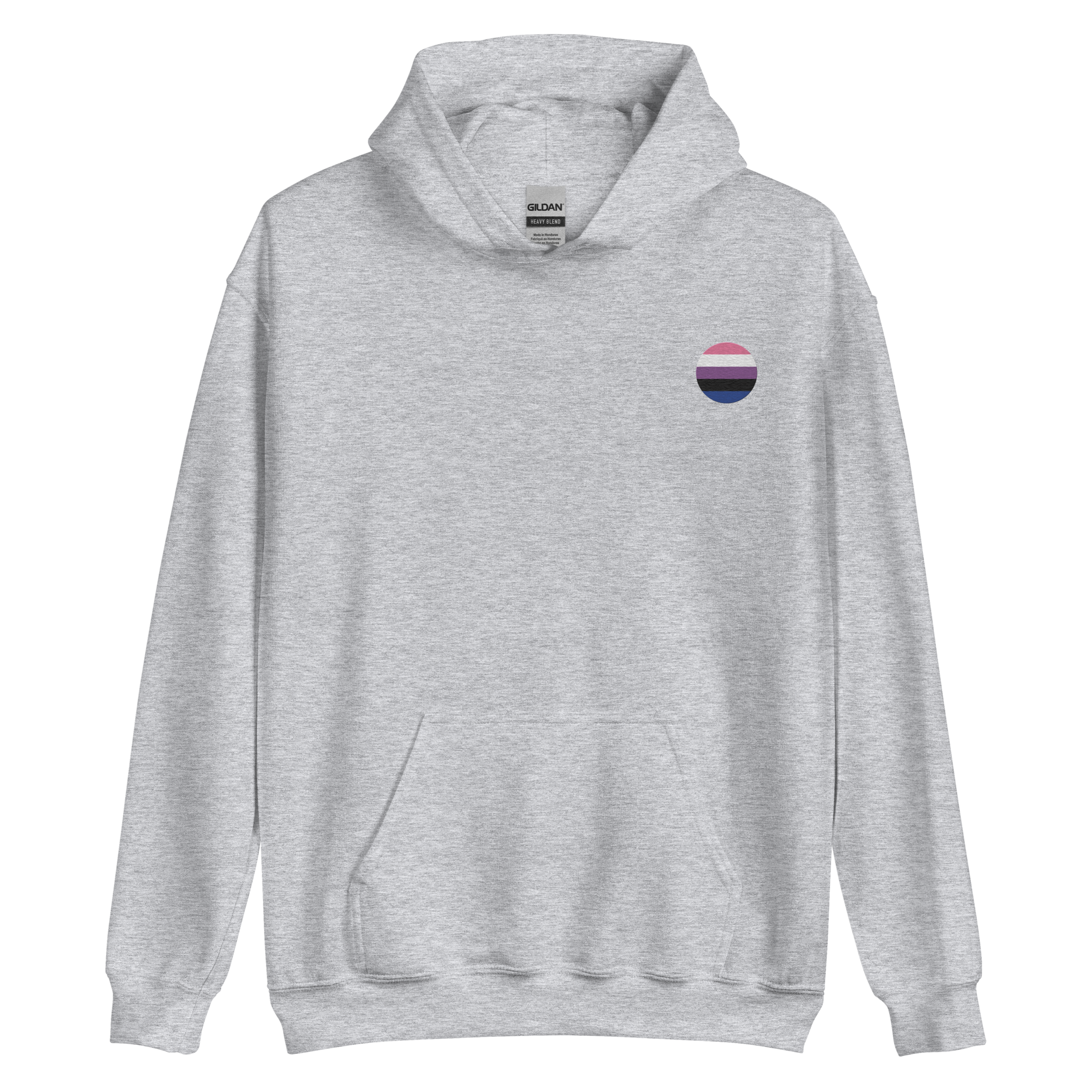 Genderfluid Flag Embroidered Circle Hoodie: Celebratory LGBTQ+ Pride Design