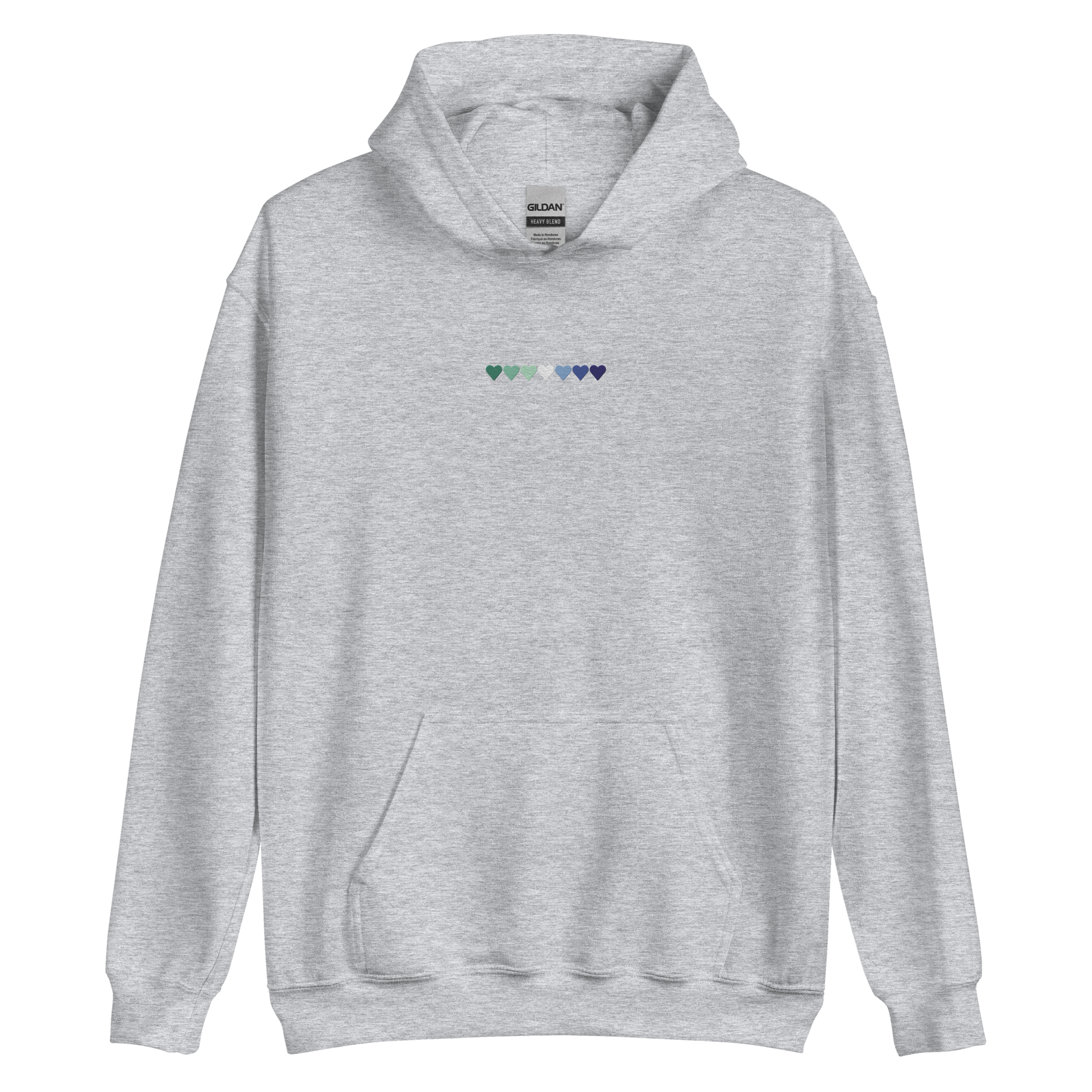 Embroidered Gay Pride Hoodie: Pride Flag Horizontal Heart Design