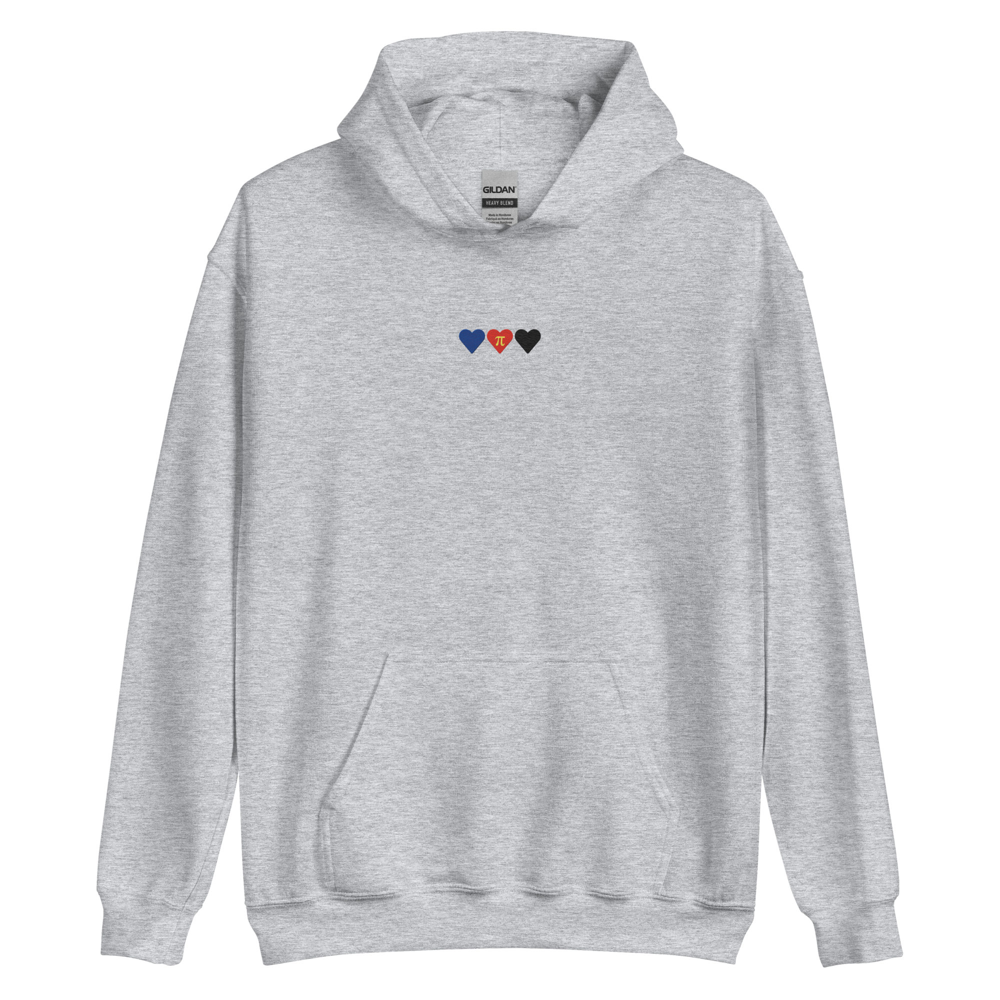 Embroidered Polyamory Hoodie: Pride Flag Horizontal Heart Design