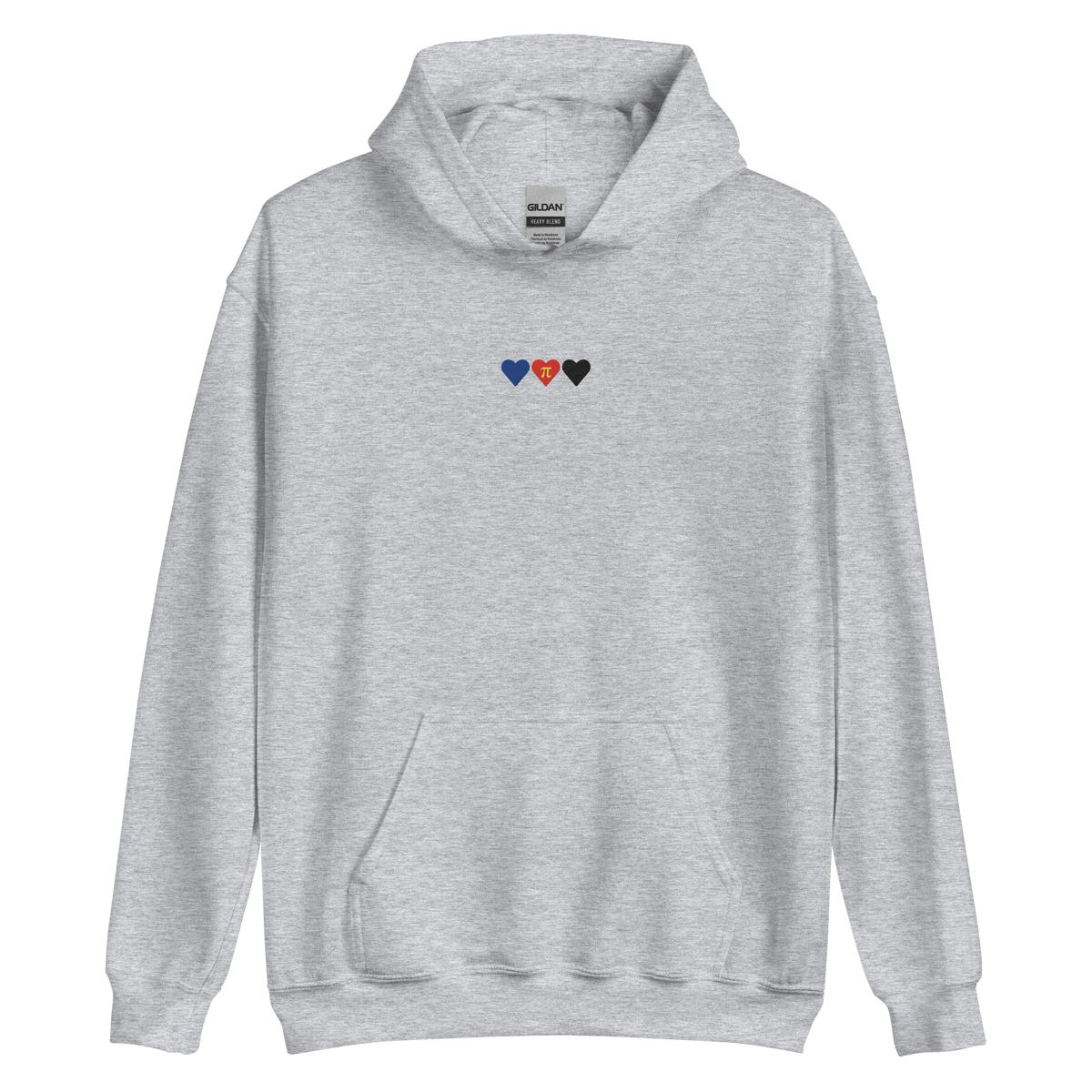 Embroidered Polyamory Hoodie: Pride Flag Horizontal Heart Design