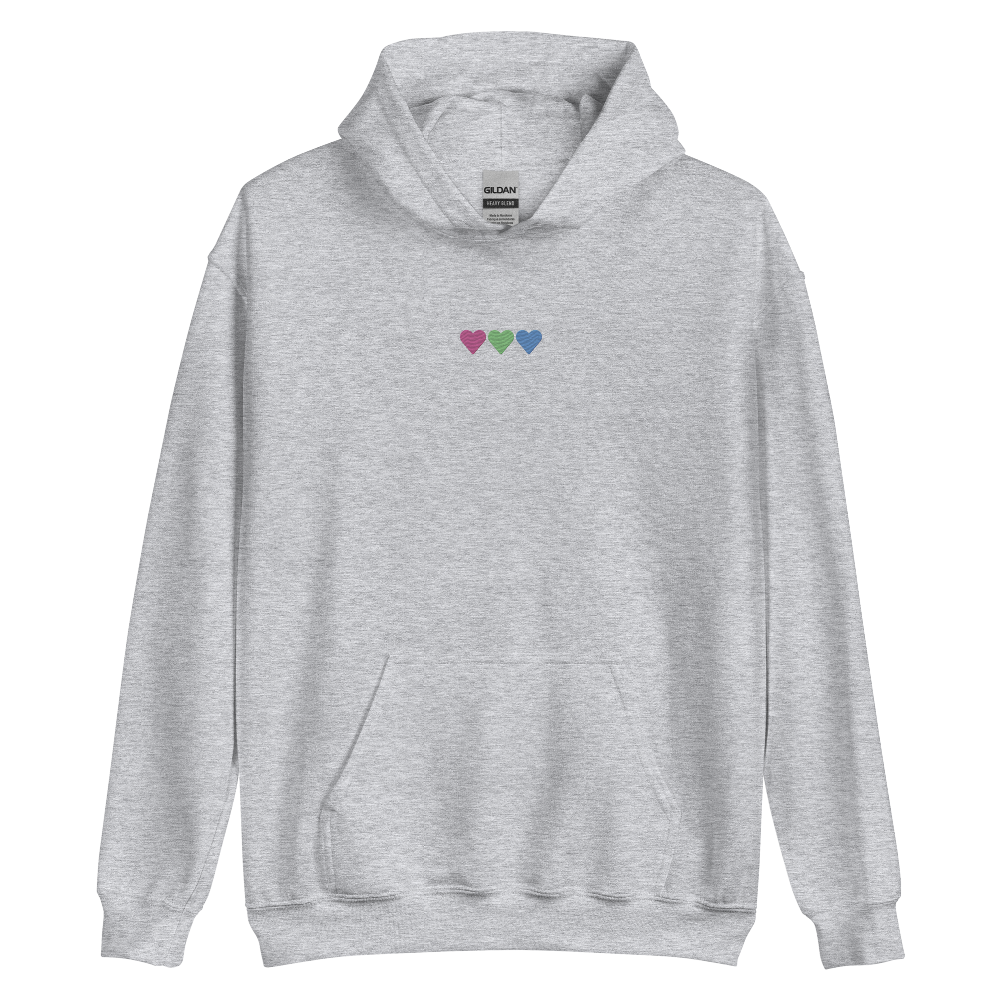 Embroidered Polysexual Hoodie: Pride Flag Horizontal Heart Design