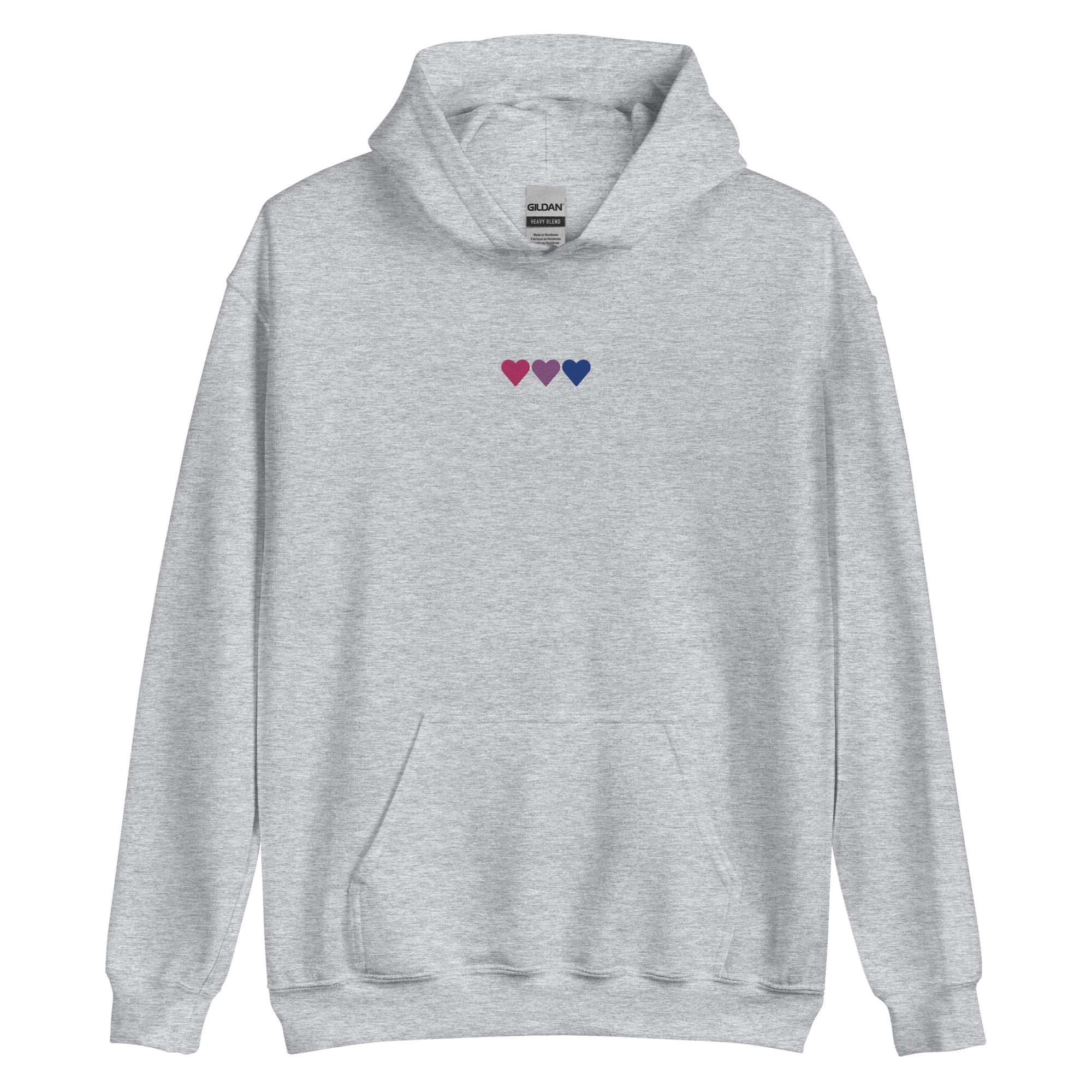 Embroidered Bisexual Hoodie: Pride Flag Horizontal Heart Design