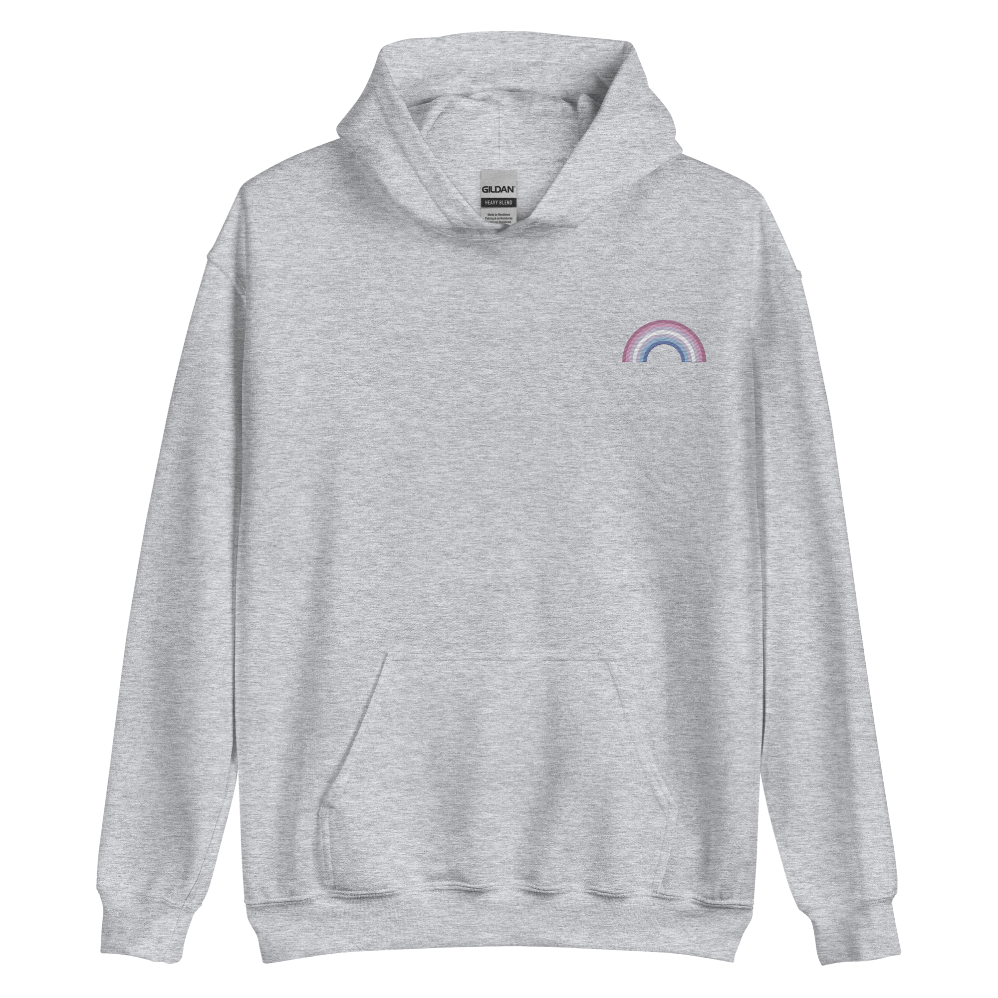 Embroidered Bigender Rainbow Hoodie: Pride Flag LGBTQ+ Design