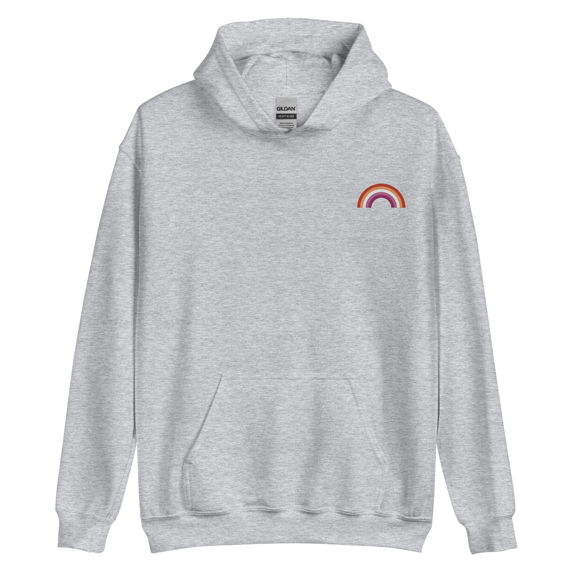 Embroidered Lesbian Rainbow Hoodie: Pride Flag LGBTQ+ Design