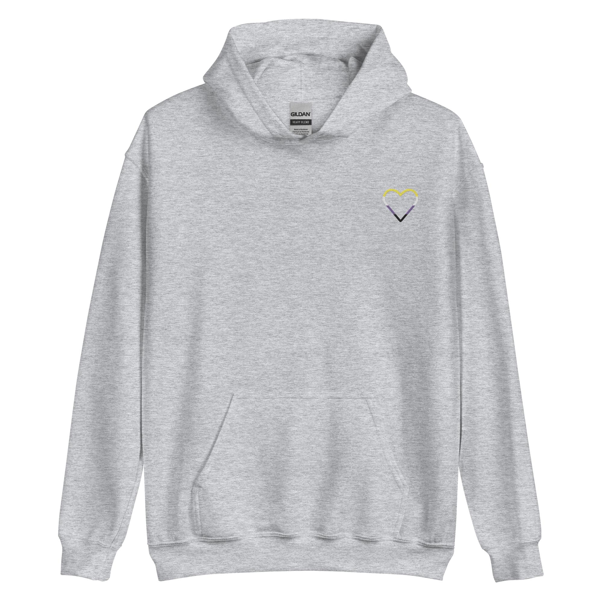 Nonbinary Heart Hoodie: Embroidered Pride Sweatshirt
