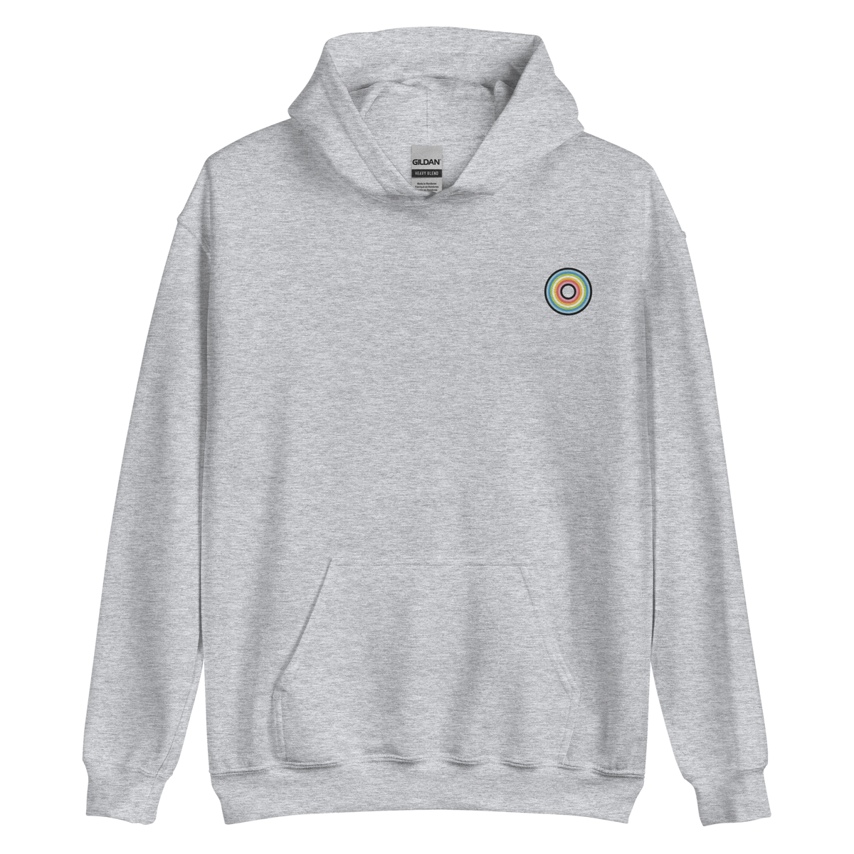 Embroidered Hoodie: Queer Pride Ring Emblem Design