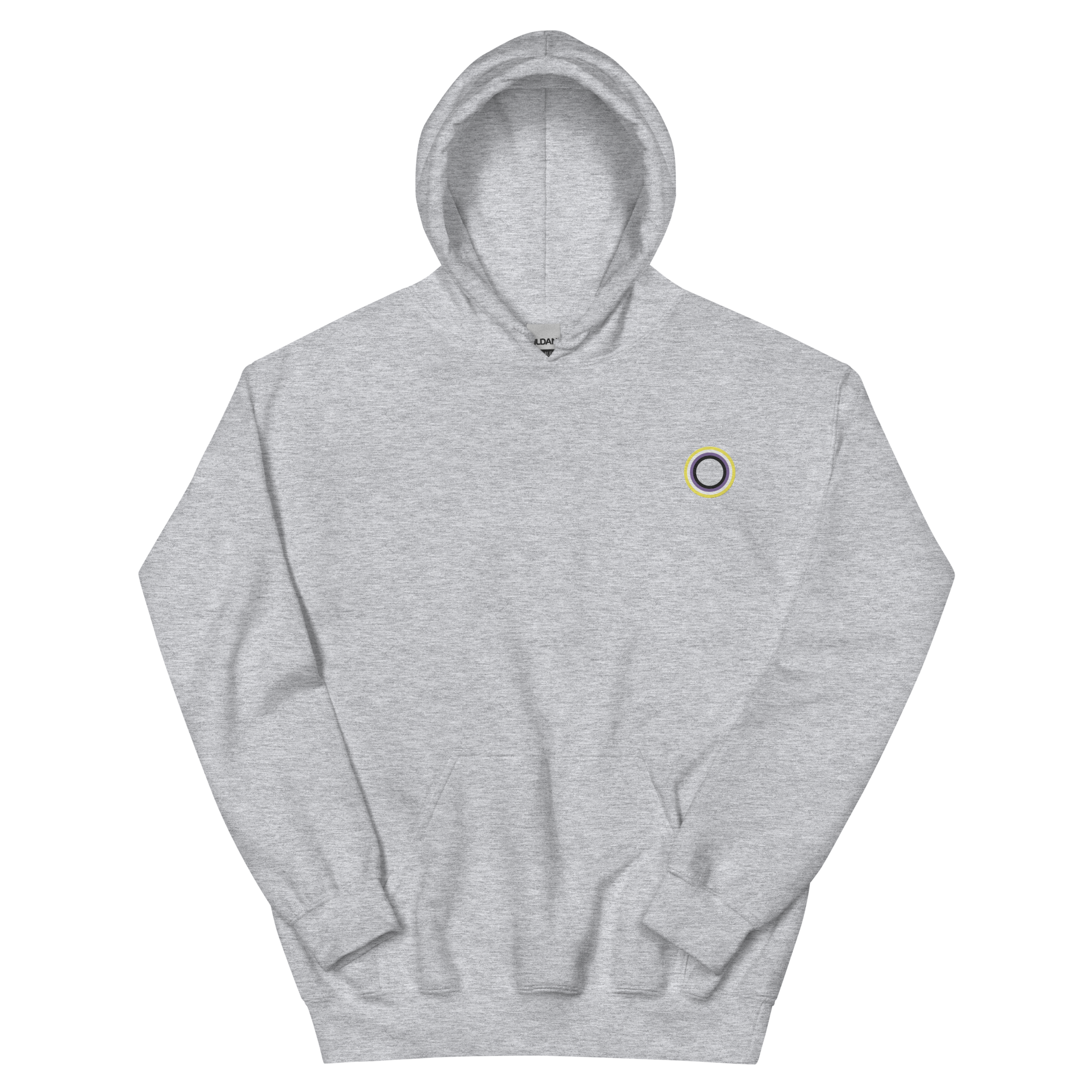 Embroidered Hoodie: Nonbinary Pride Ring Emblem Design