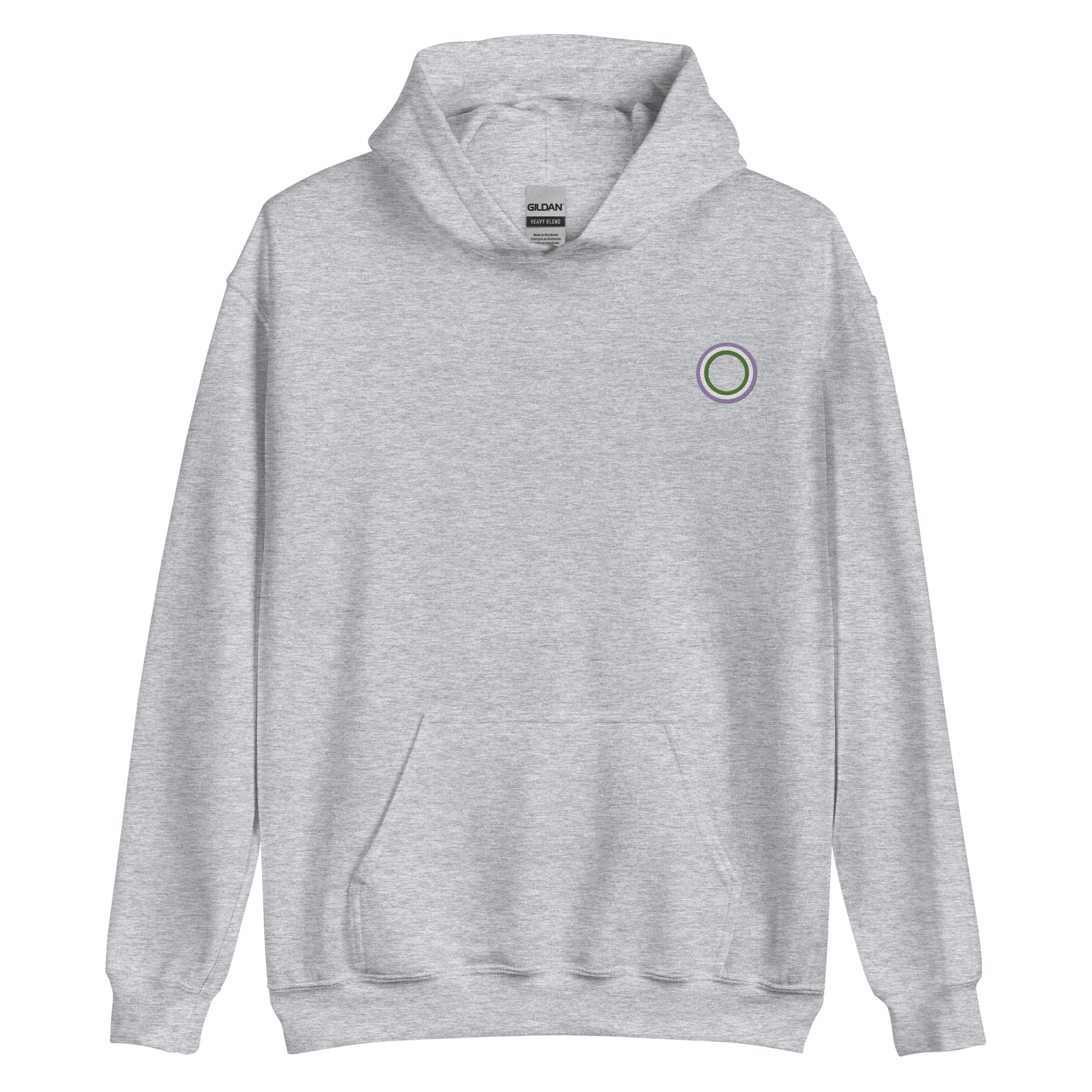 Embroidered Hoodie: Genderqueer Pride Ring Emblem Design
