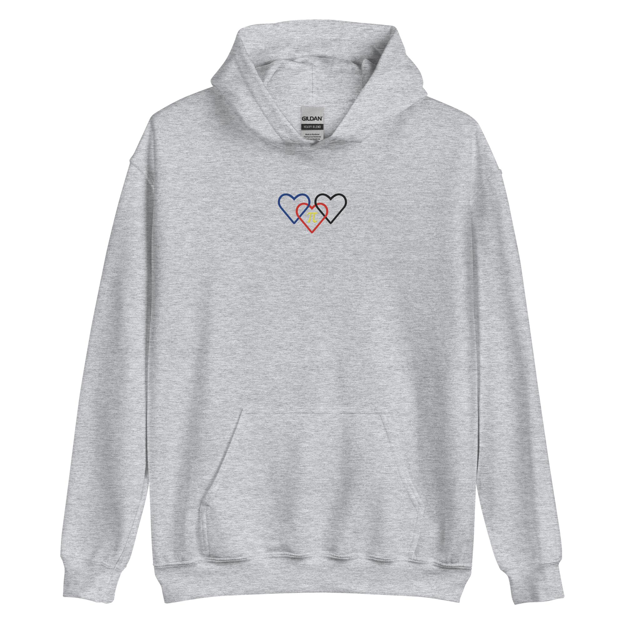 Polyamory Pride Hoodie: Interlaced Heart Outlines Embroidered Sweatshirt