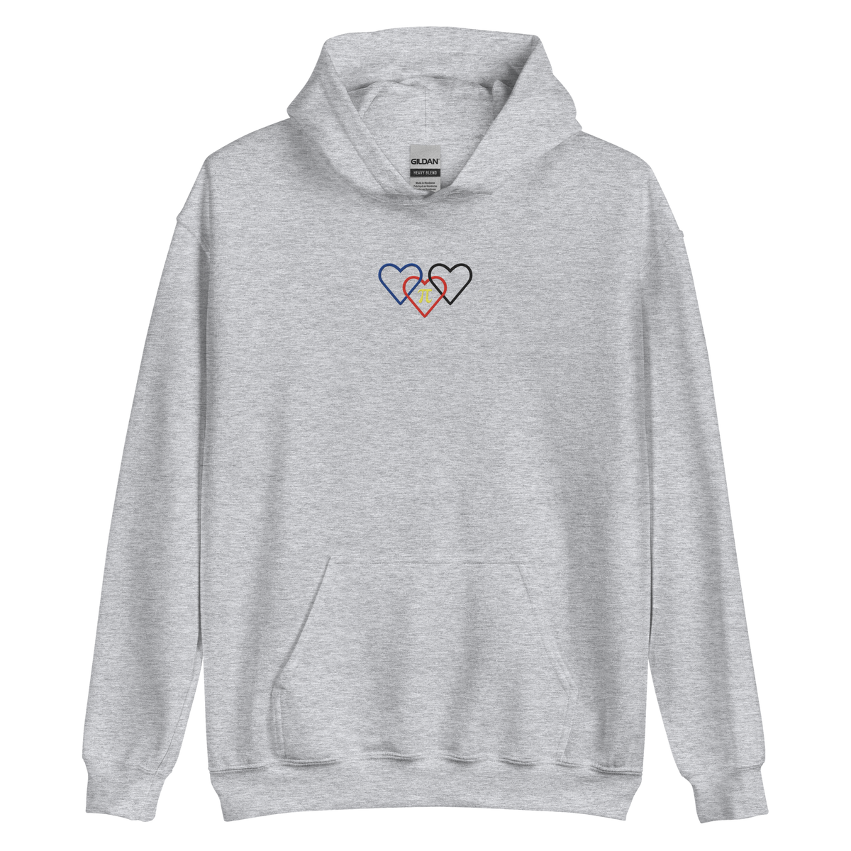 Polyamory Pride Hoodie: Interlaced Heart Outlines Embroidered Sweatshirt