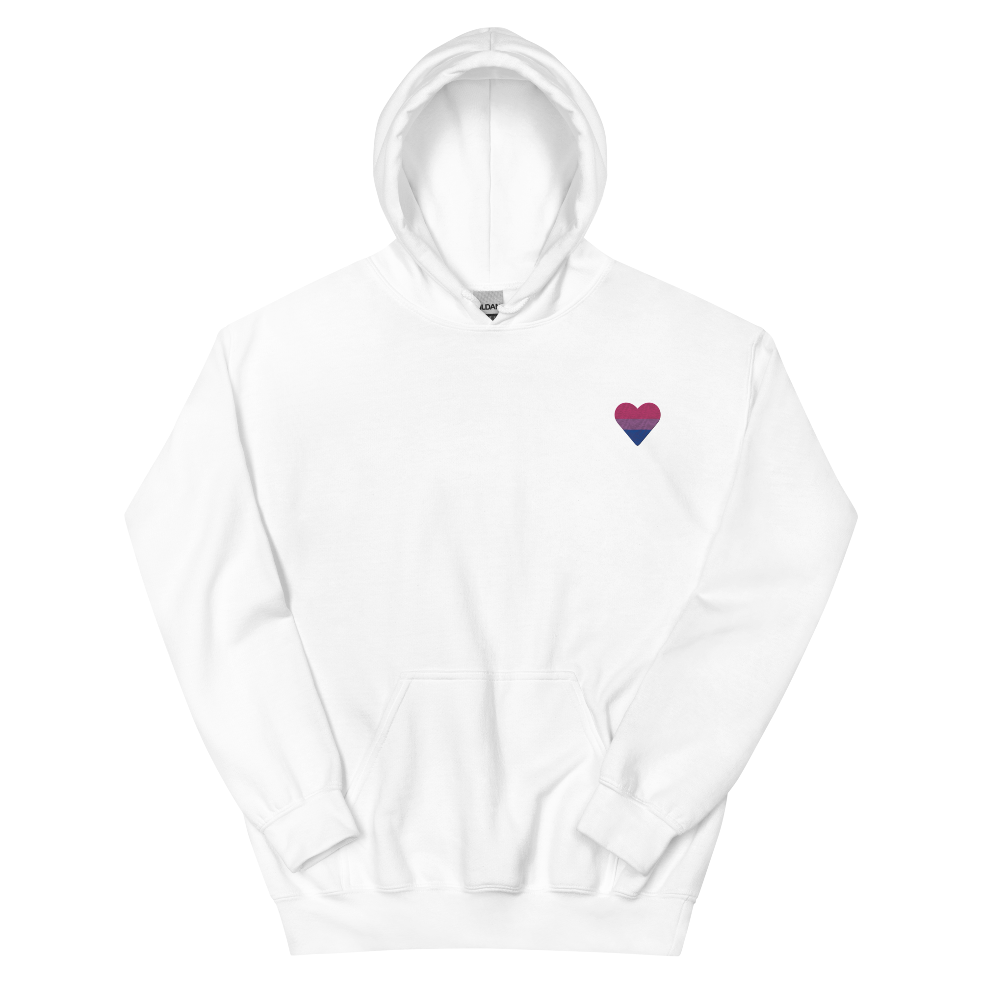 Bisexual Flag Embroidered Heart Hoodie: Celebratory LGBTQ+ Pride Design