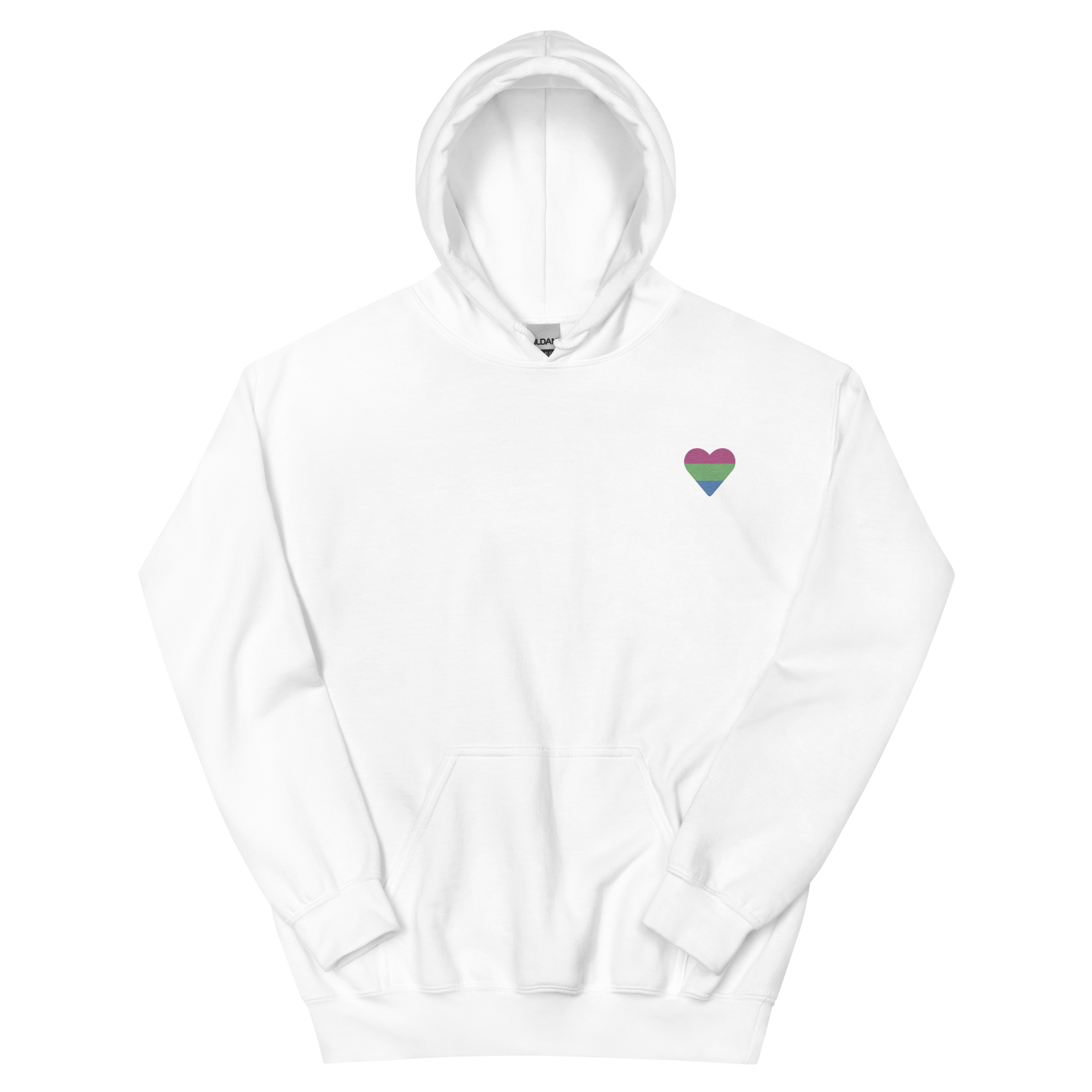 Polysexual Flag Embroidered Heart Hoodie: Celebratory LGBTQ+ Pride Design