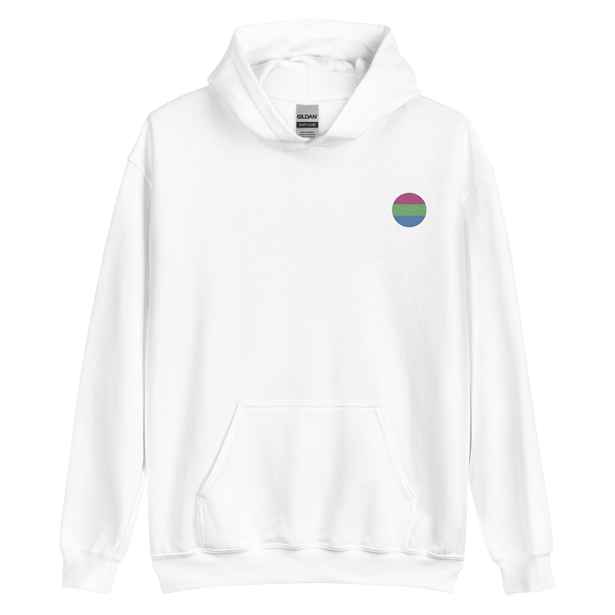 Polysexual Flag Embroidered Circle Hoodie: Celebratory LGBTQ+ Pride Design