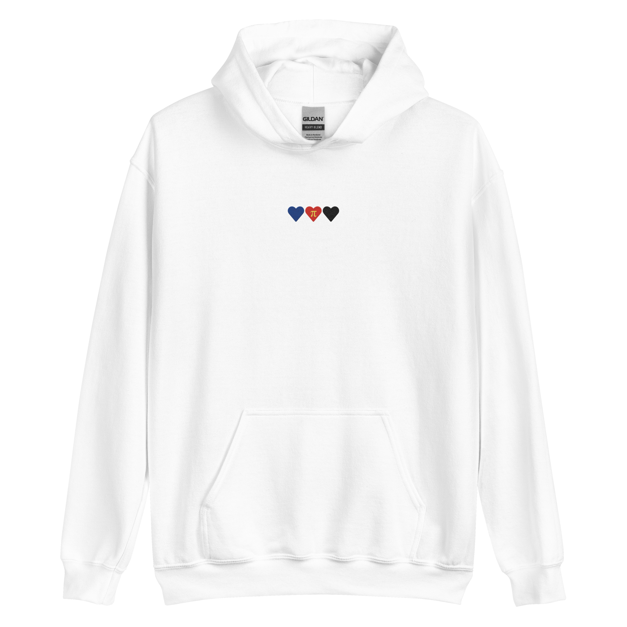 Embroidered Polyamory Hoodie: Pride Flag Horizontal Heart Design