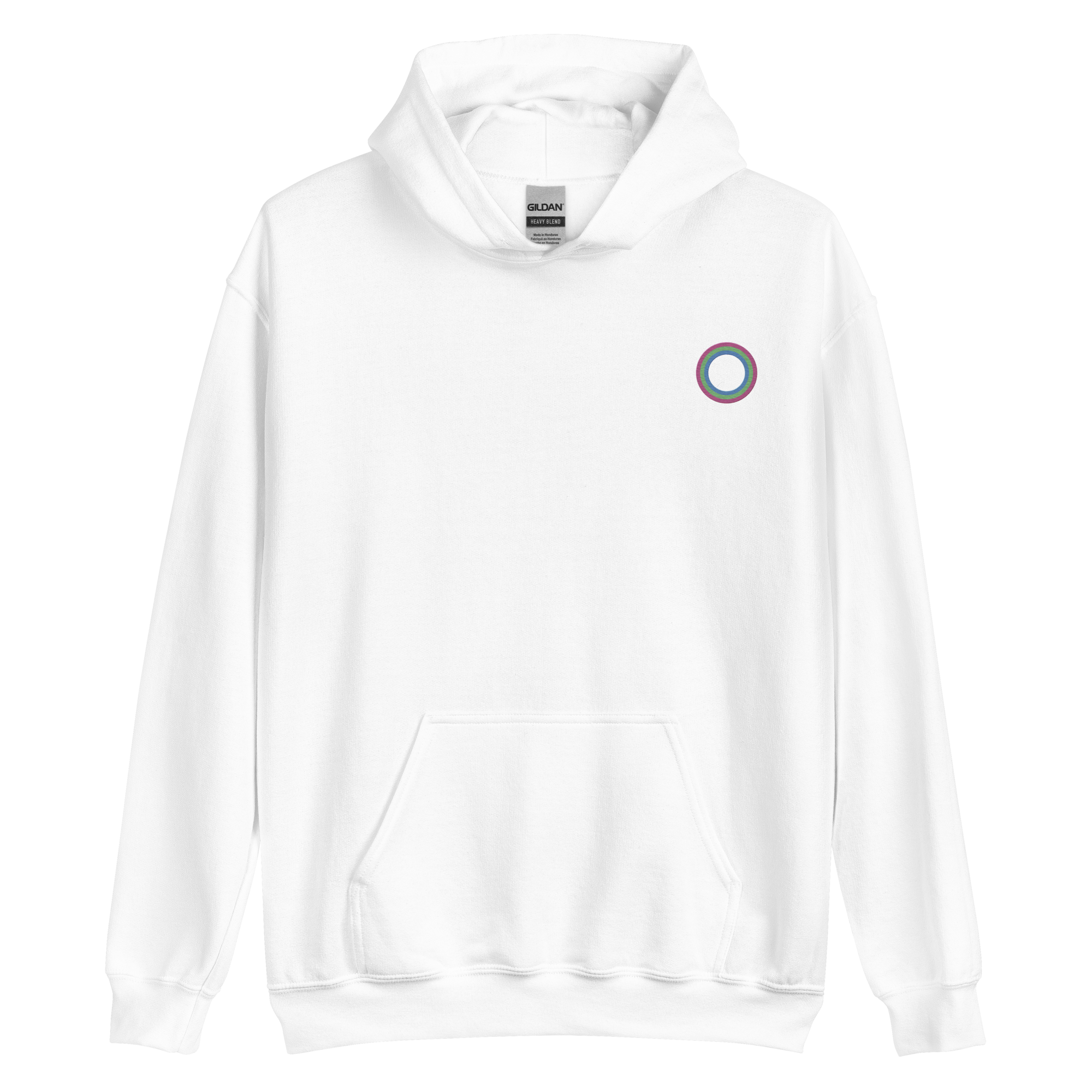 Embroidered Hoodie: Polysexual Pride Ring Emblem Design