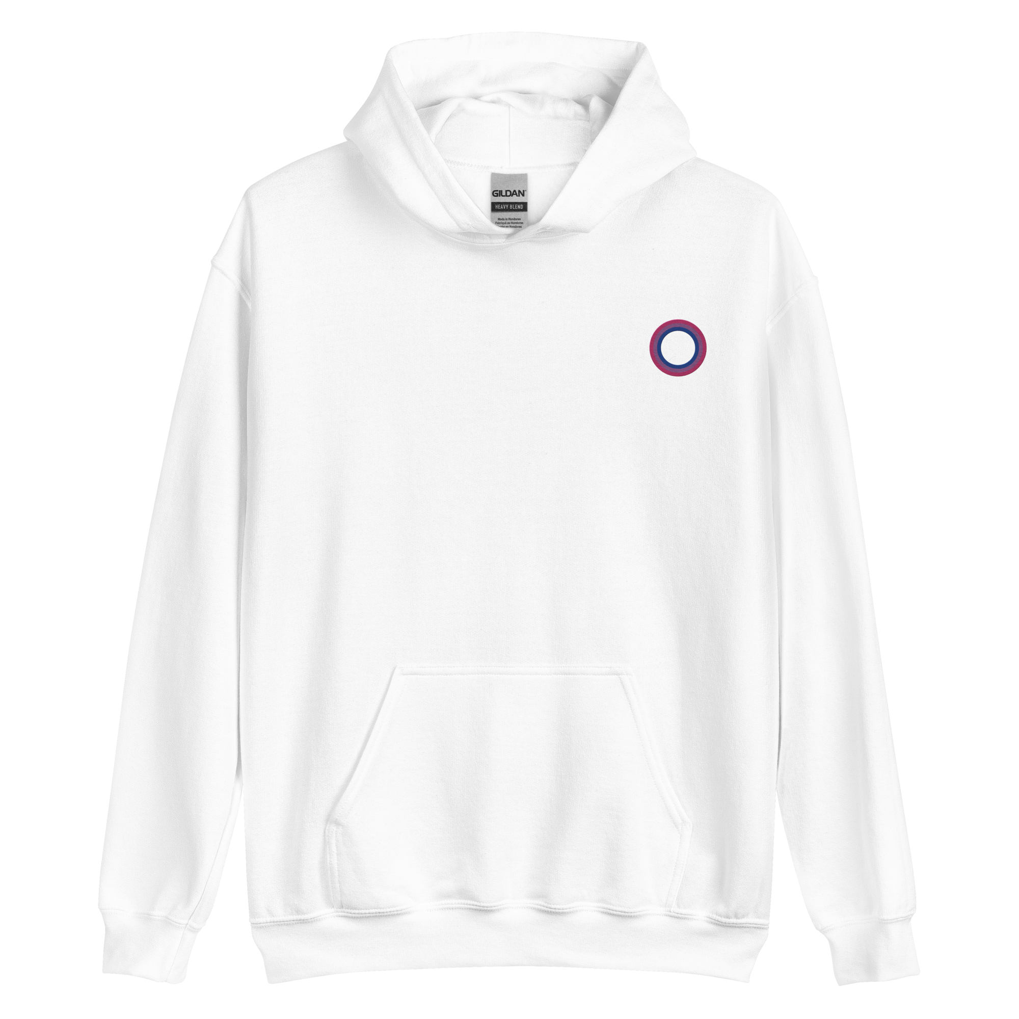 Embroidered Hoodie: Bisexual Pride Ring Emblem Design