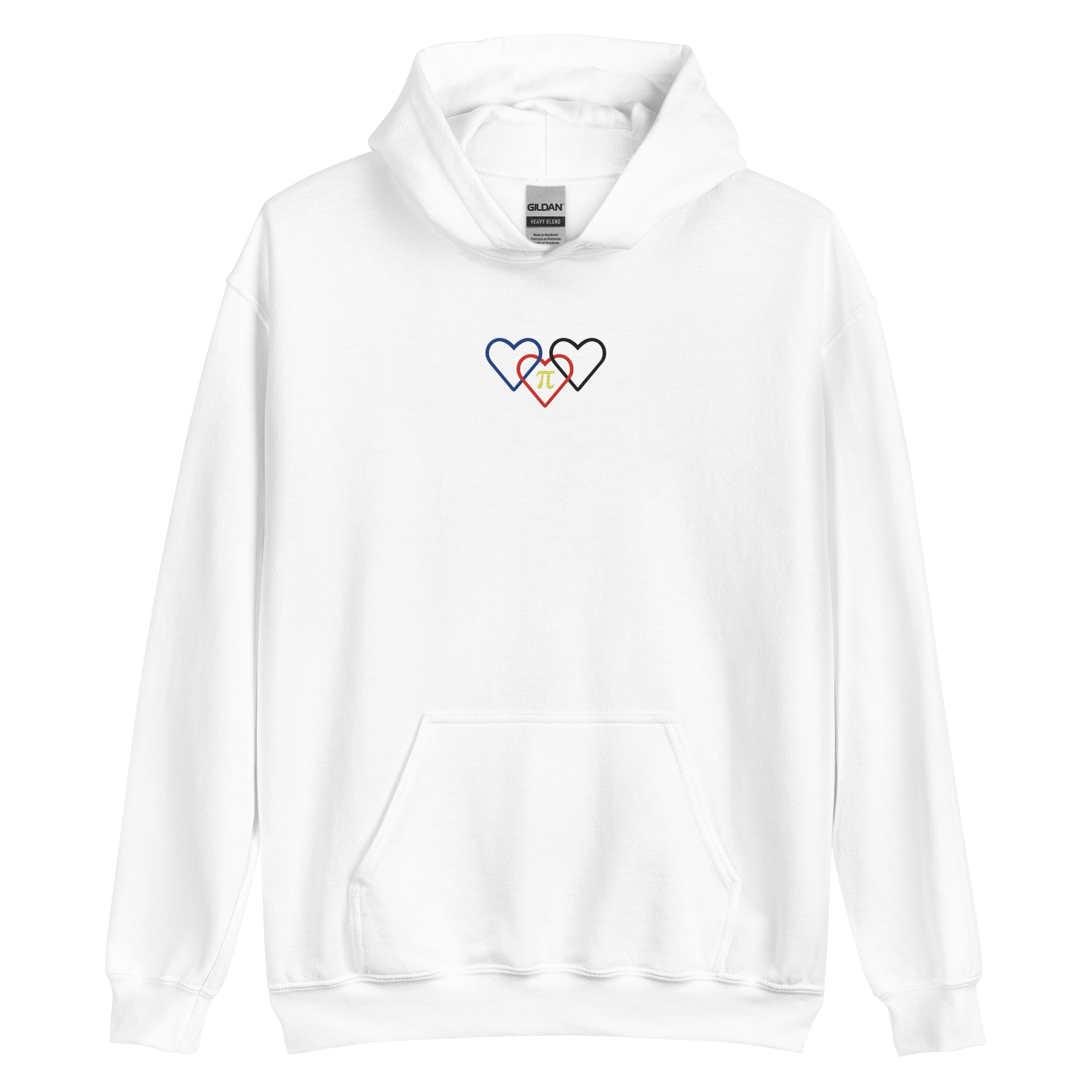 Polyamory Pride Hoodie: Interlaced Heart Outlines Embroidered Sweatshirt